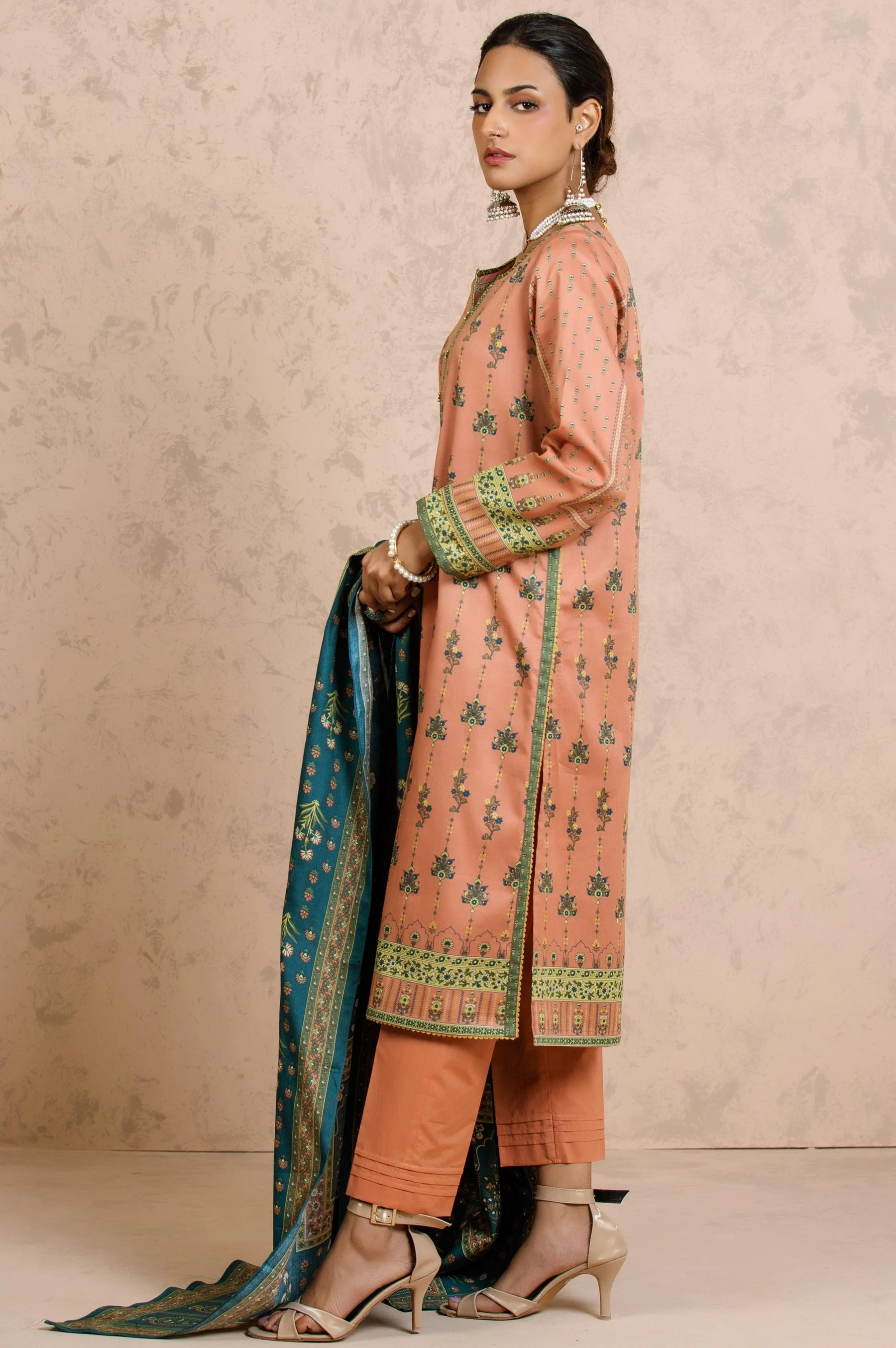 Stitched 3 Piece Embroidered Cottel Suit - Image 2