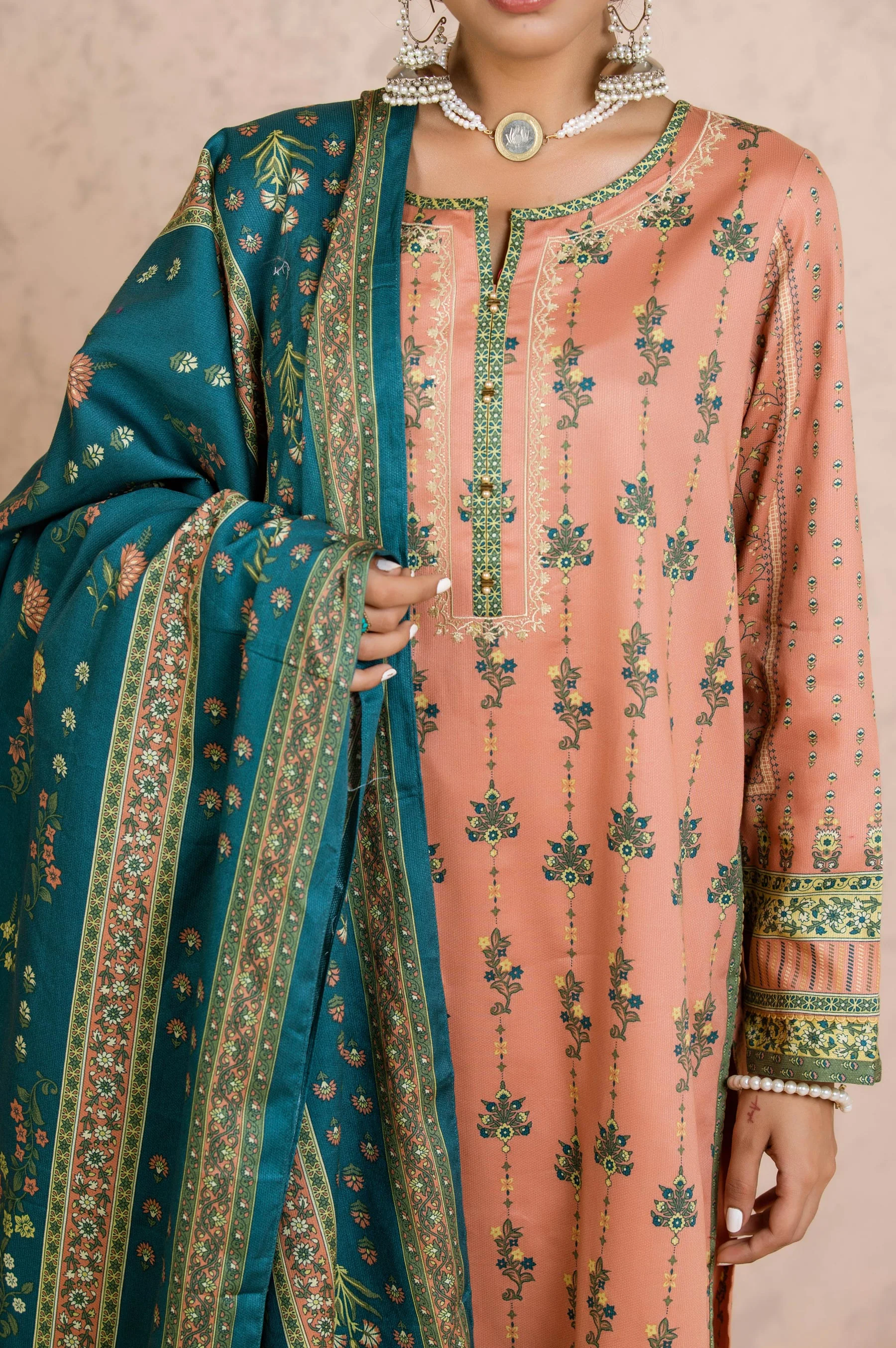 Stitched 3 Piece Embroidered Cottel Suit - Image 5