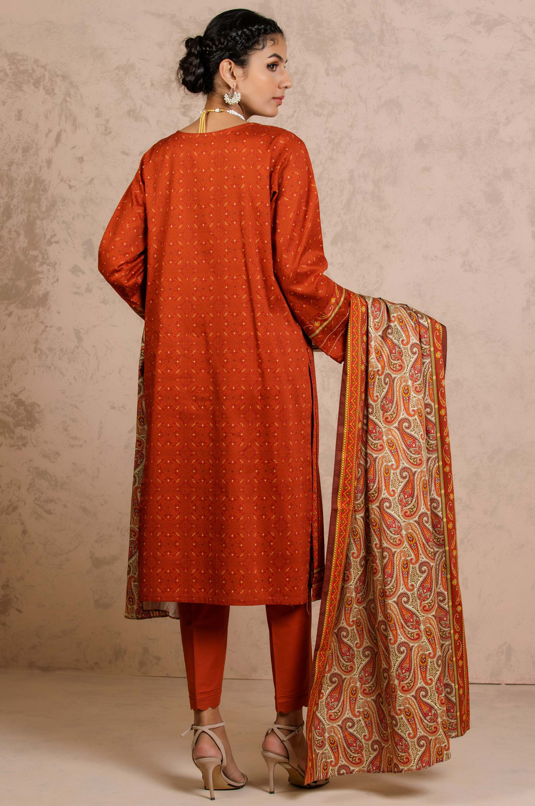 Stitched 3 Piece Embroidered Cottel Suit - Image 3