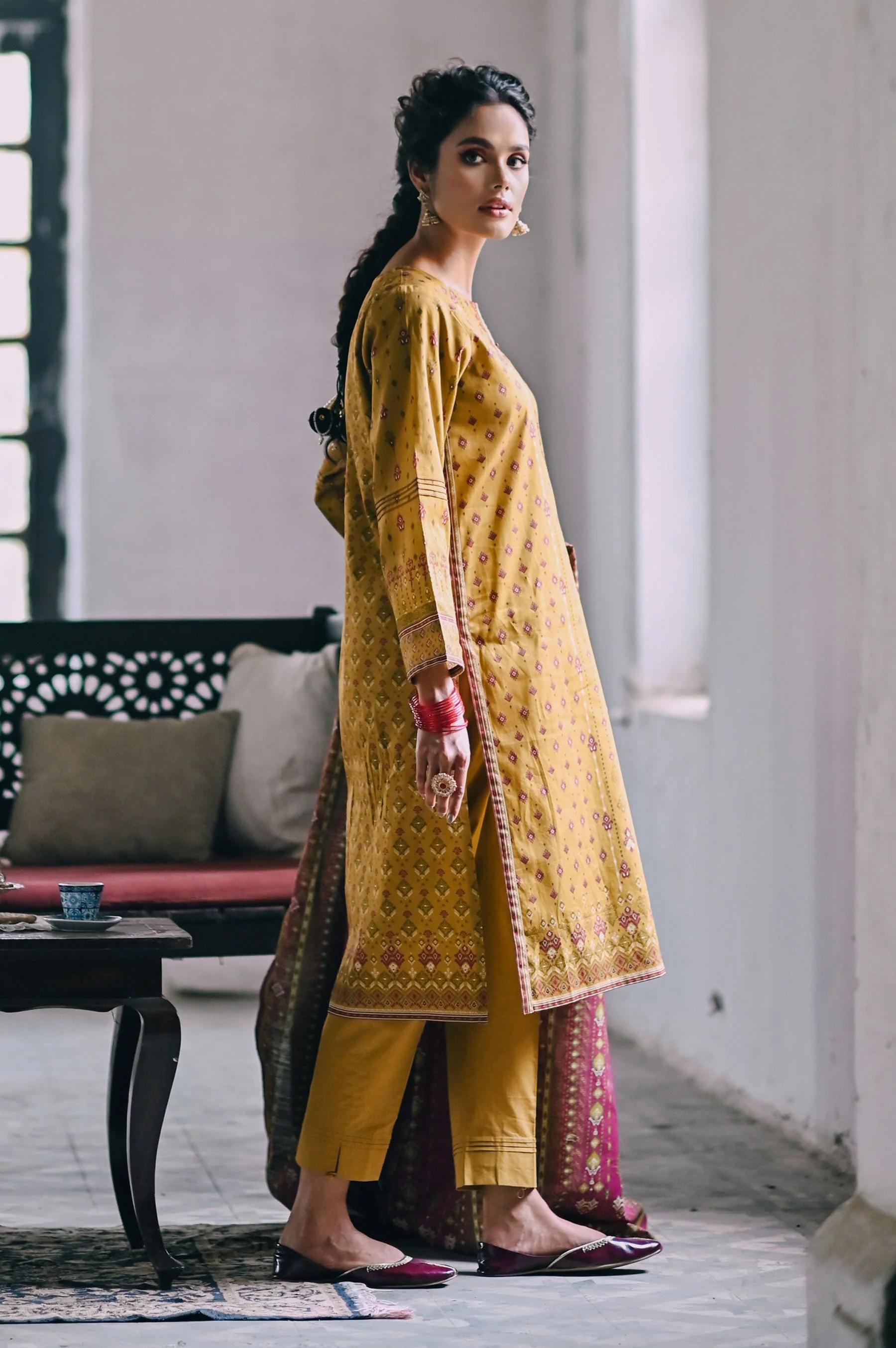 Stitched 3 Piece Embroidered Cottel Suit - Image 2