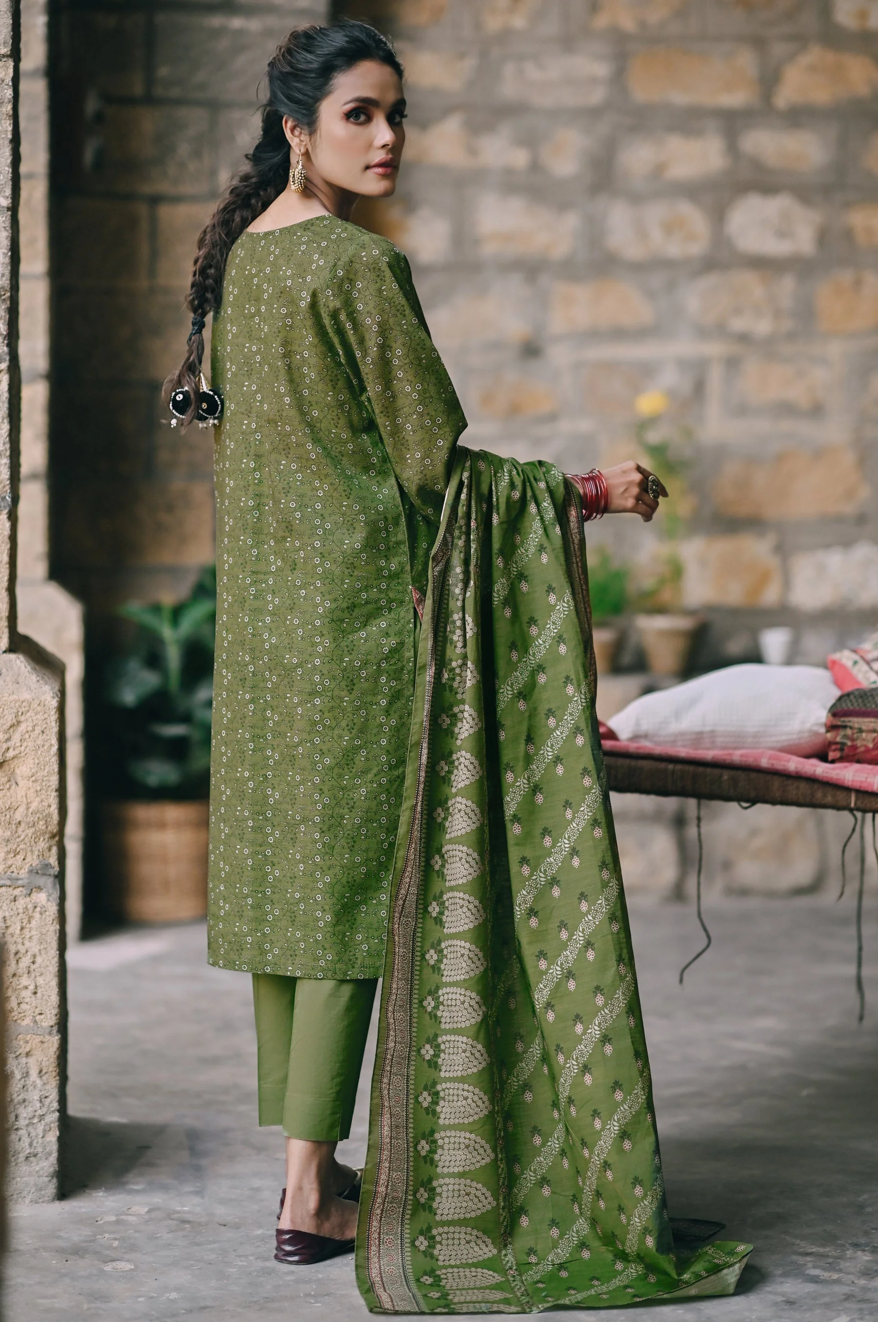 Stitched 3 Piece Embroidered Cottel Suit - Image 4