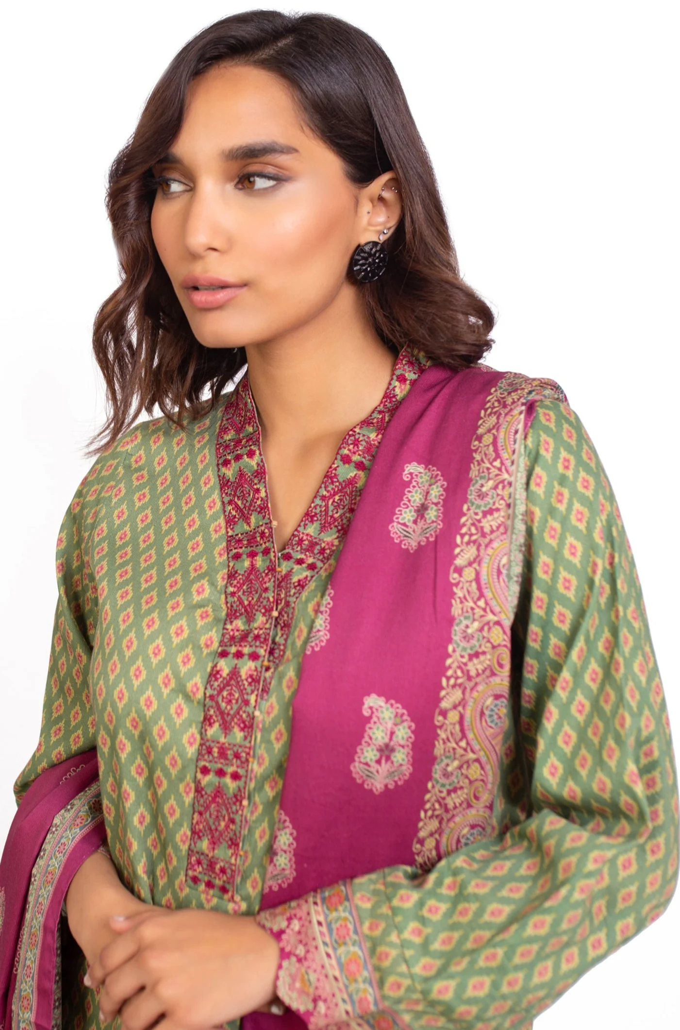 Stitched 3 Piece Embroidered Cottel Suit