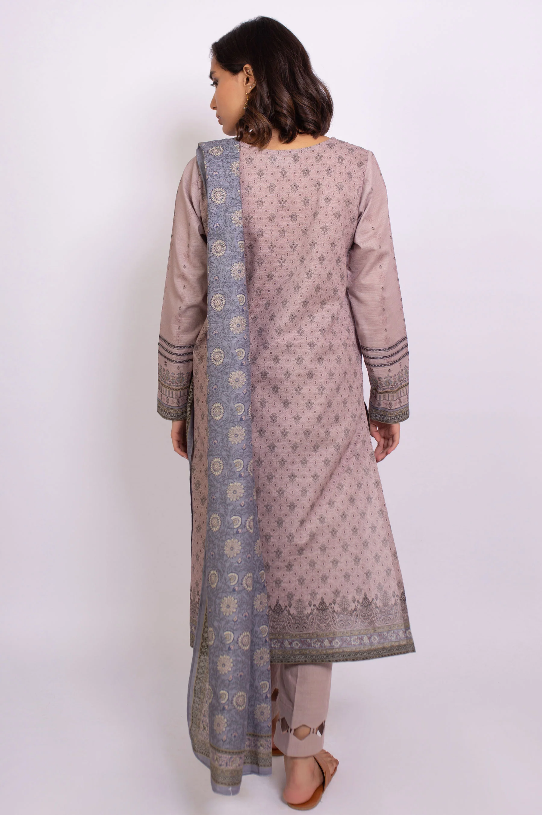 Stitched 3 Piece Embroidered Cottel Suit - Image 2
