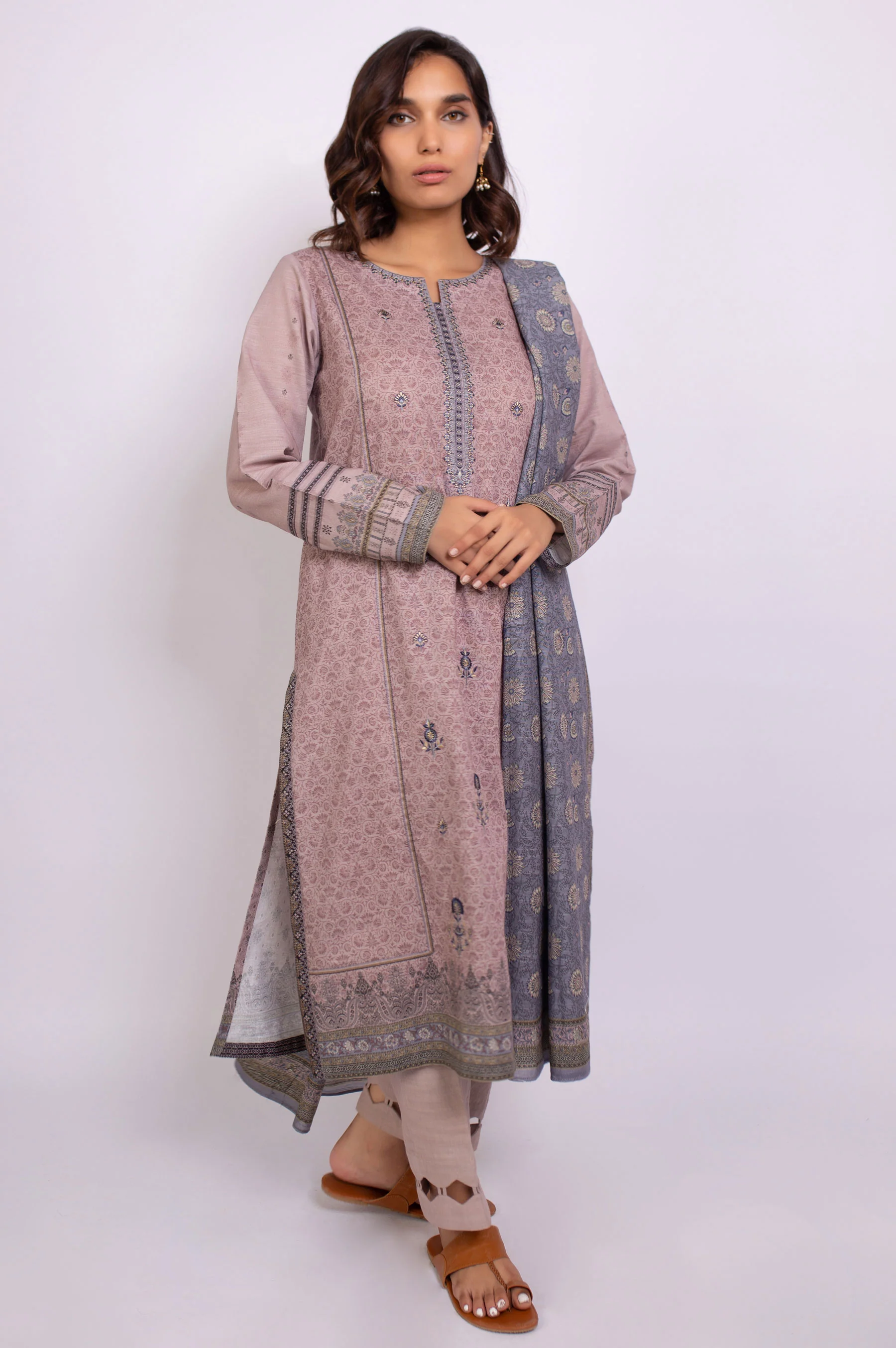 Stitched 3 Piece Embroidered Cottel Suit - Image 4
