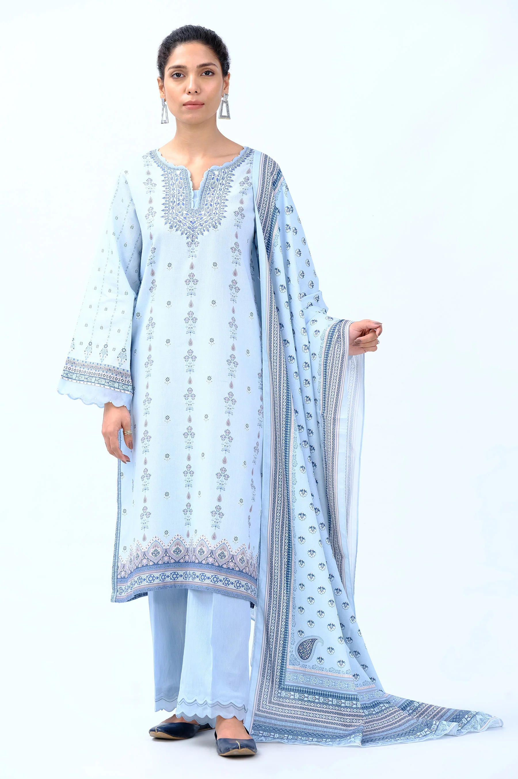 Stitched 3 Piece Embroidered Cottel Suit
