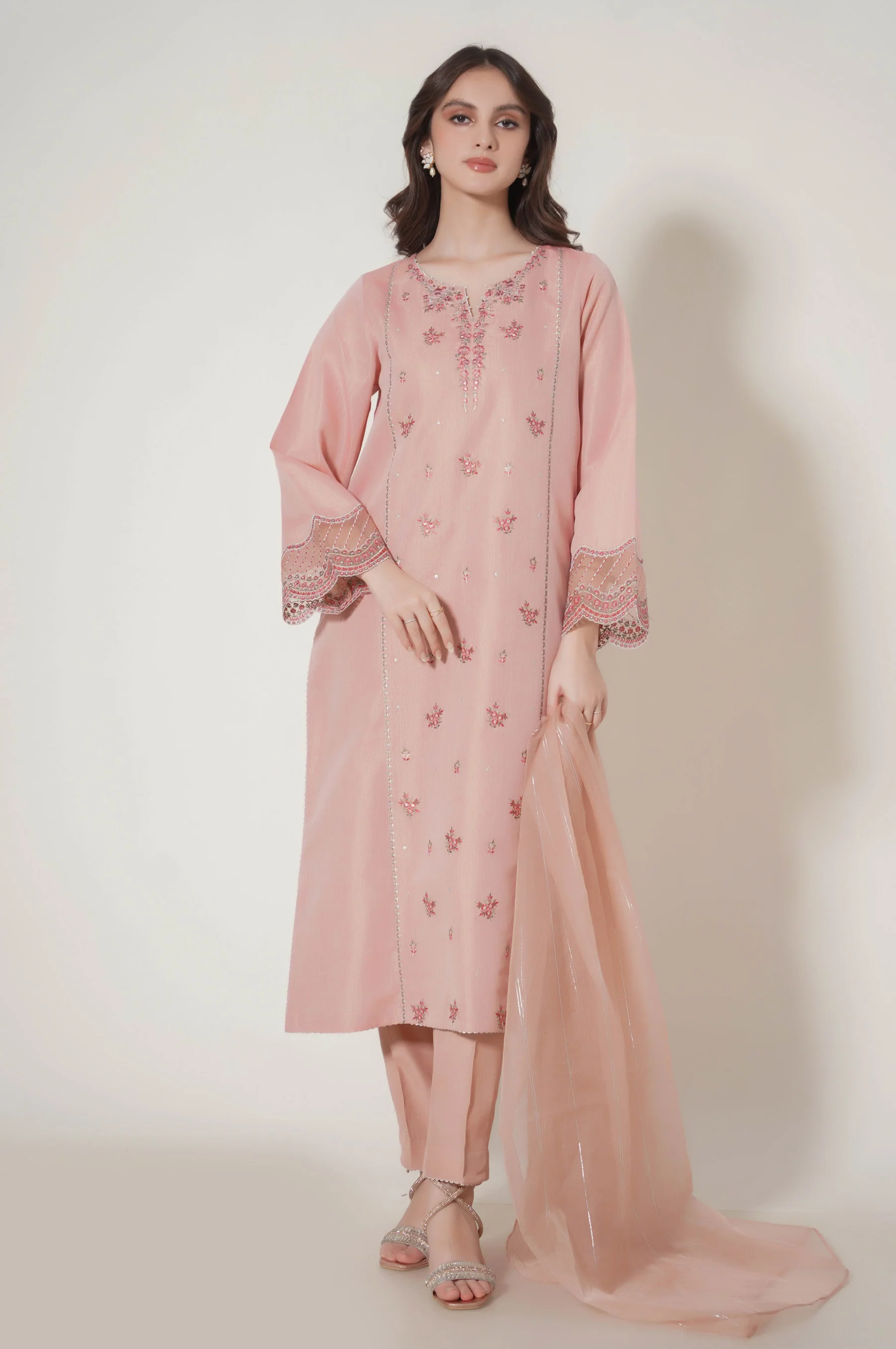 Stitched 3 Piece Embroidered Cotton Mysuri Outfit