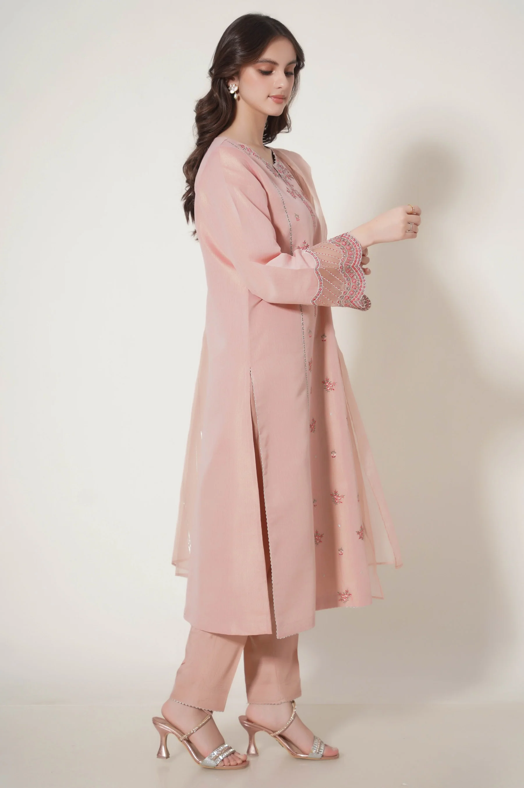 Stitched 3 Piece Embroidered Cotton Mysuri Outfit - Image 3
