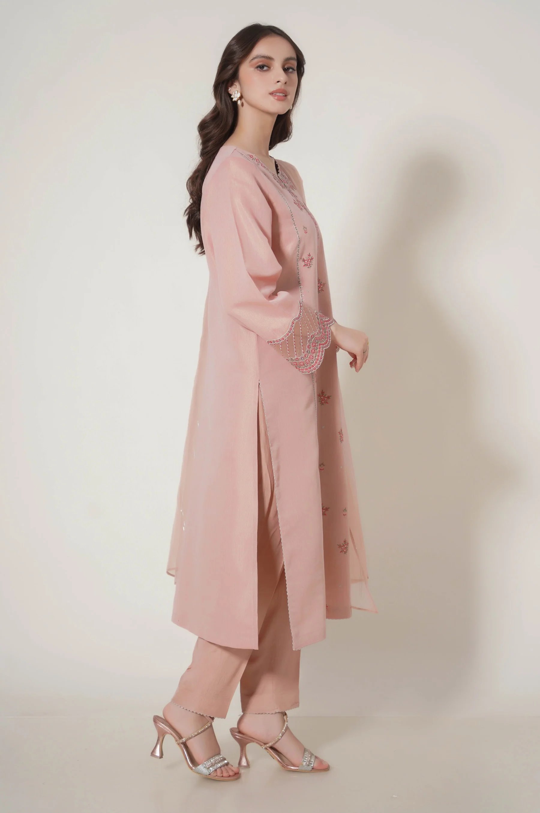 Stitched 3 Piece Embroidered Cotton Mysuri Outfit - Image 5