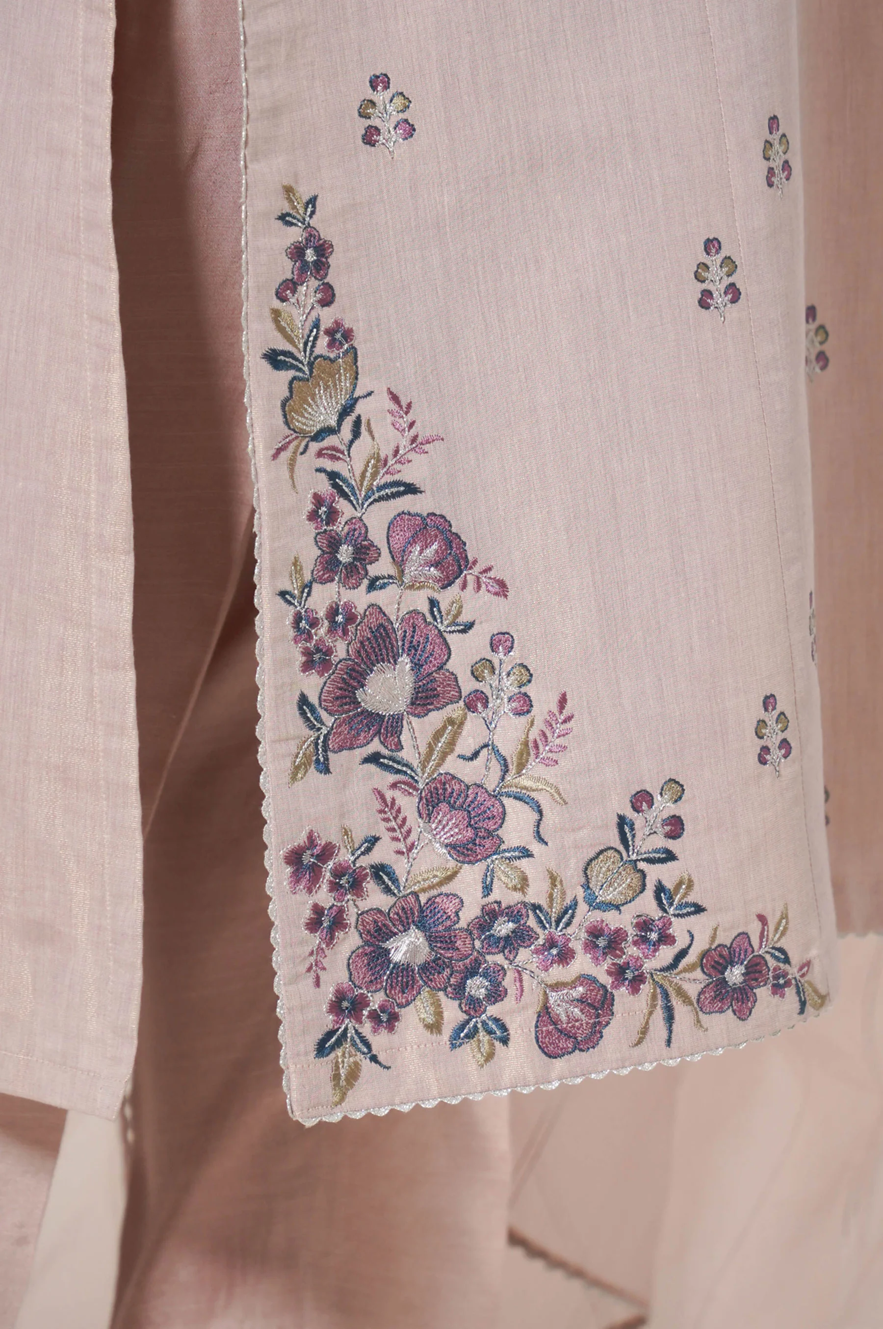 Stitched 3 Piece Embroidered Cotton Mysuri Outfit - Image 6