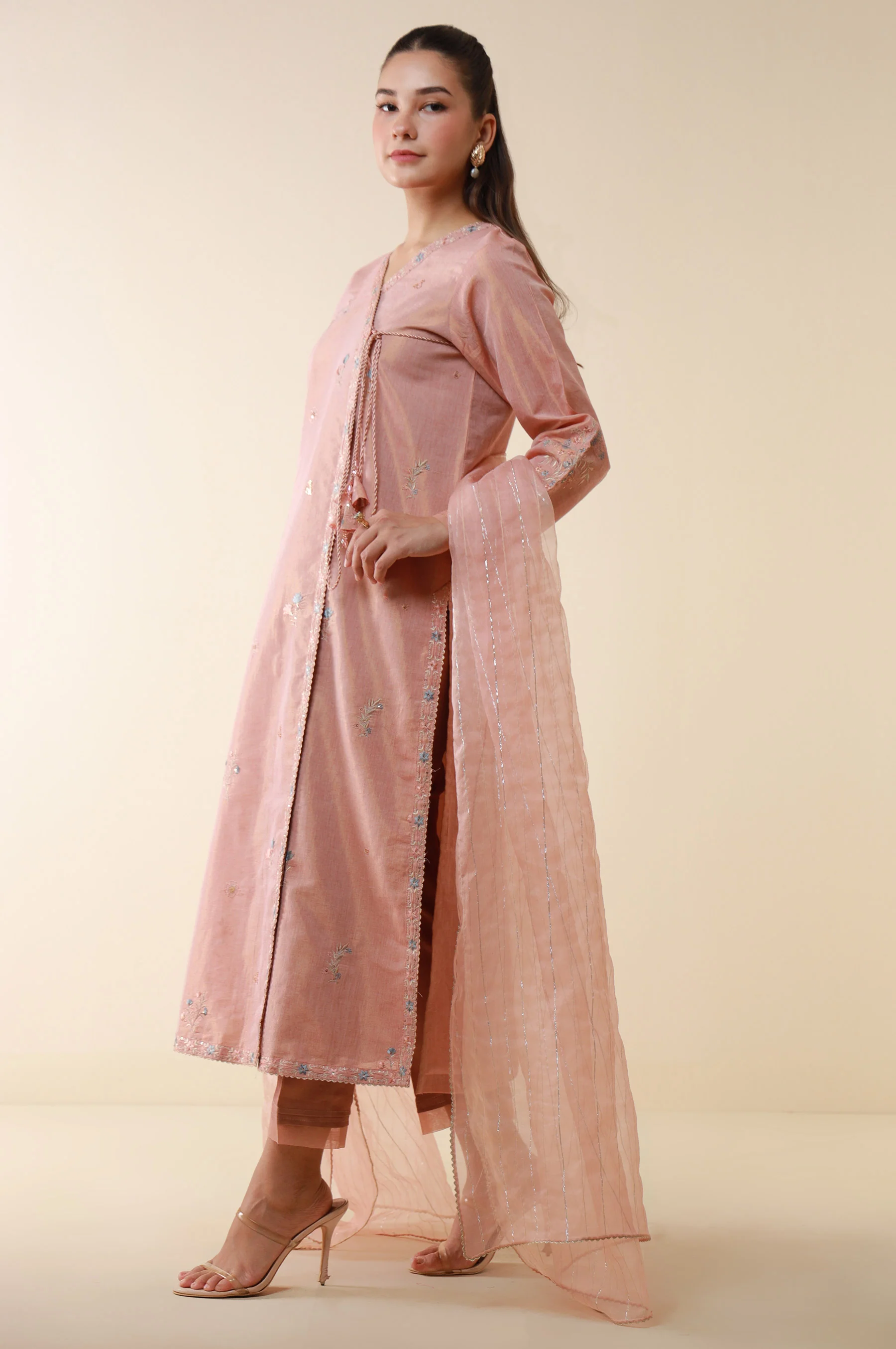 Stitched 3 Piece Embroidered Cotton Mysuri Suit - Image 2