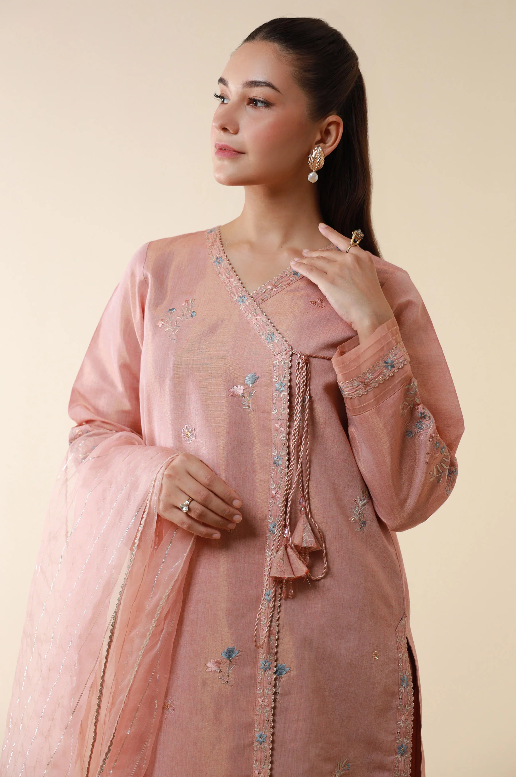 Stitched 3 Piece Embroidered Cotton Mysuri Suit - Image 4