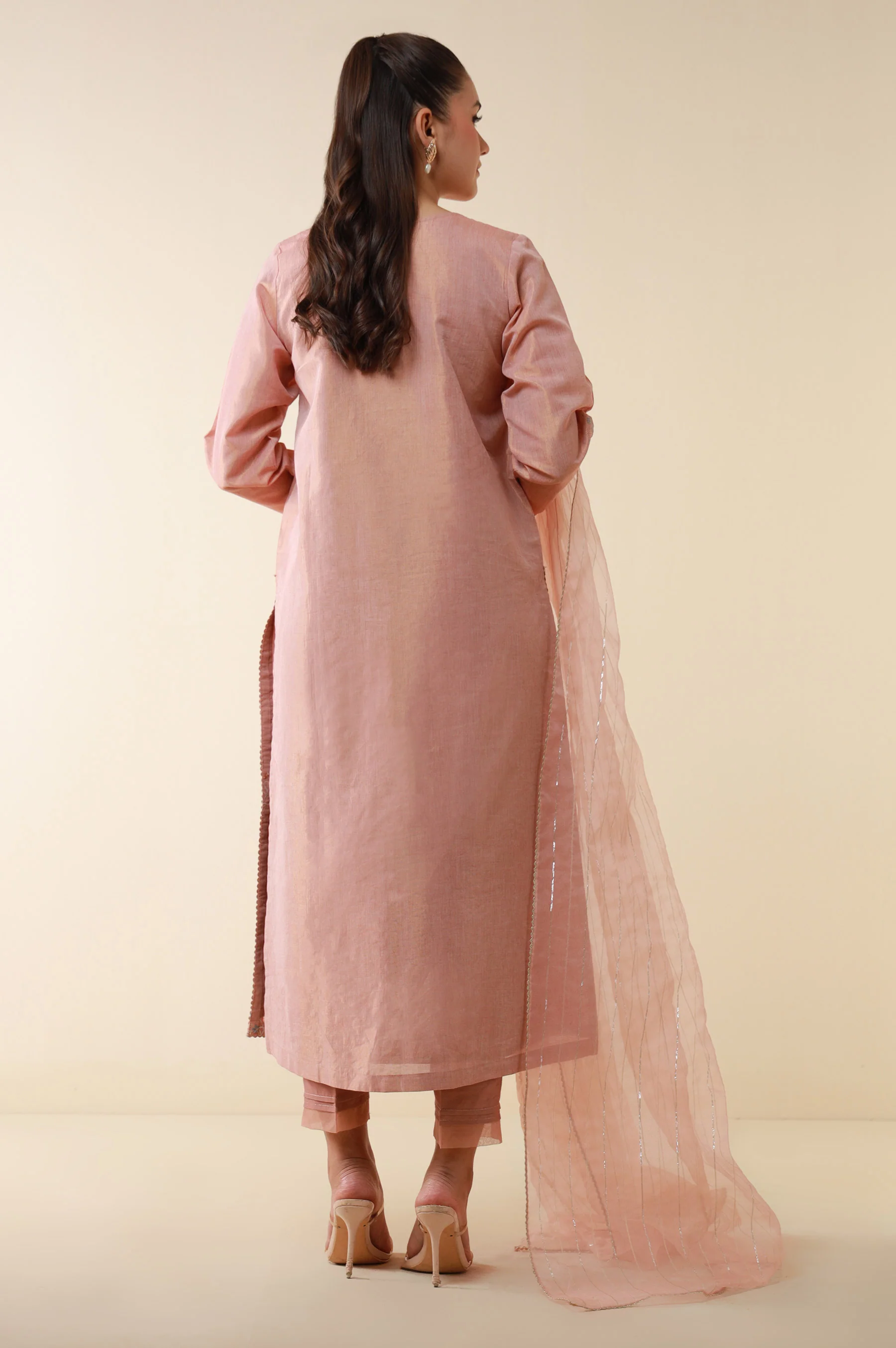 Stitched 3 Piece Embroidered Cotton Mysuri Suit - Image 5
