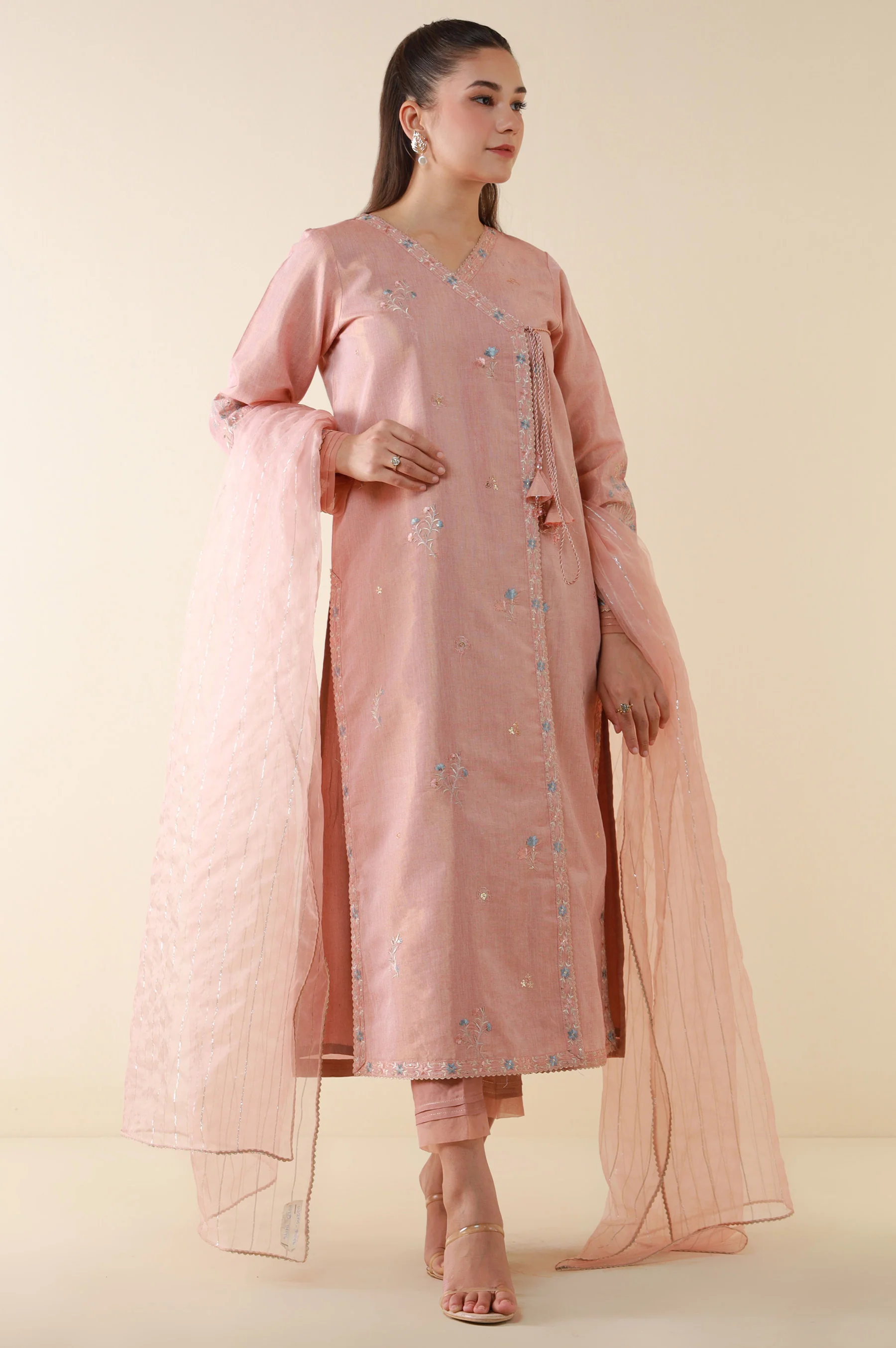 Stitched 3 Piece Embroidered Cotton Mysuri Suit - Image 6