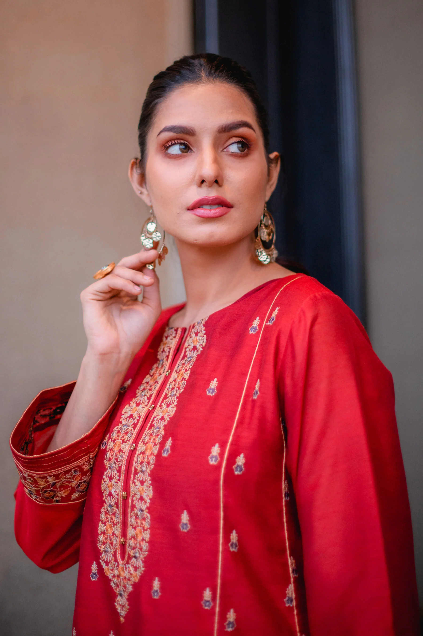 Stitched 3 Piece Cotton Net Embroidered Suit - Image 3