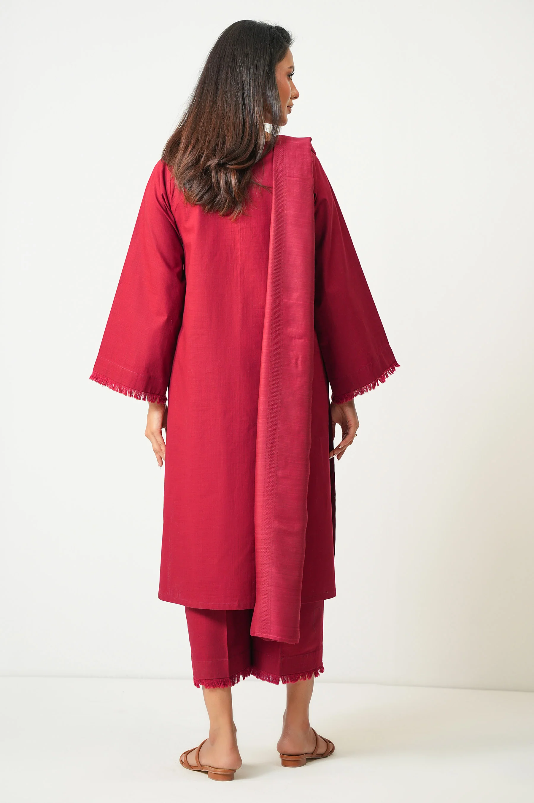 STITCHED EMBROIDERED COTTON SLUB SUIT - Image 4