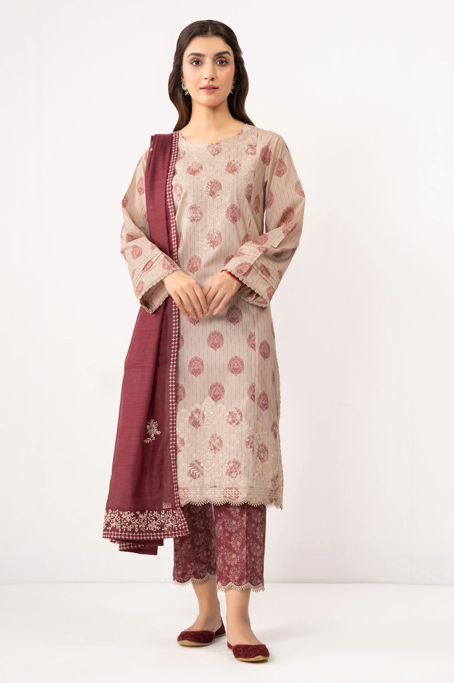 STITCHED EMBROIDERED LAWN SUIT