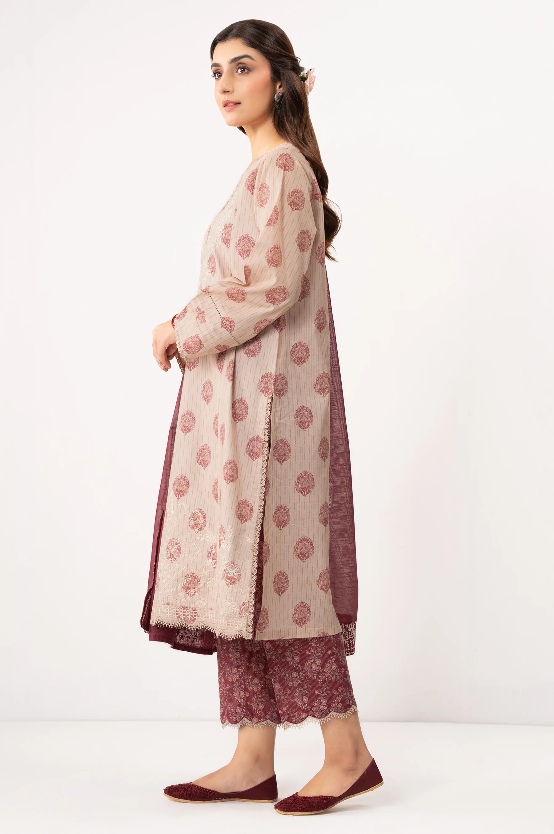 STITCHED EMBROIDERED LAWN SUIT - Image 4