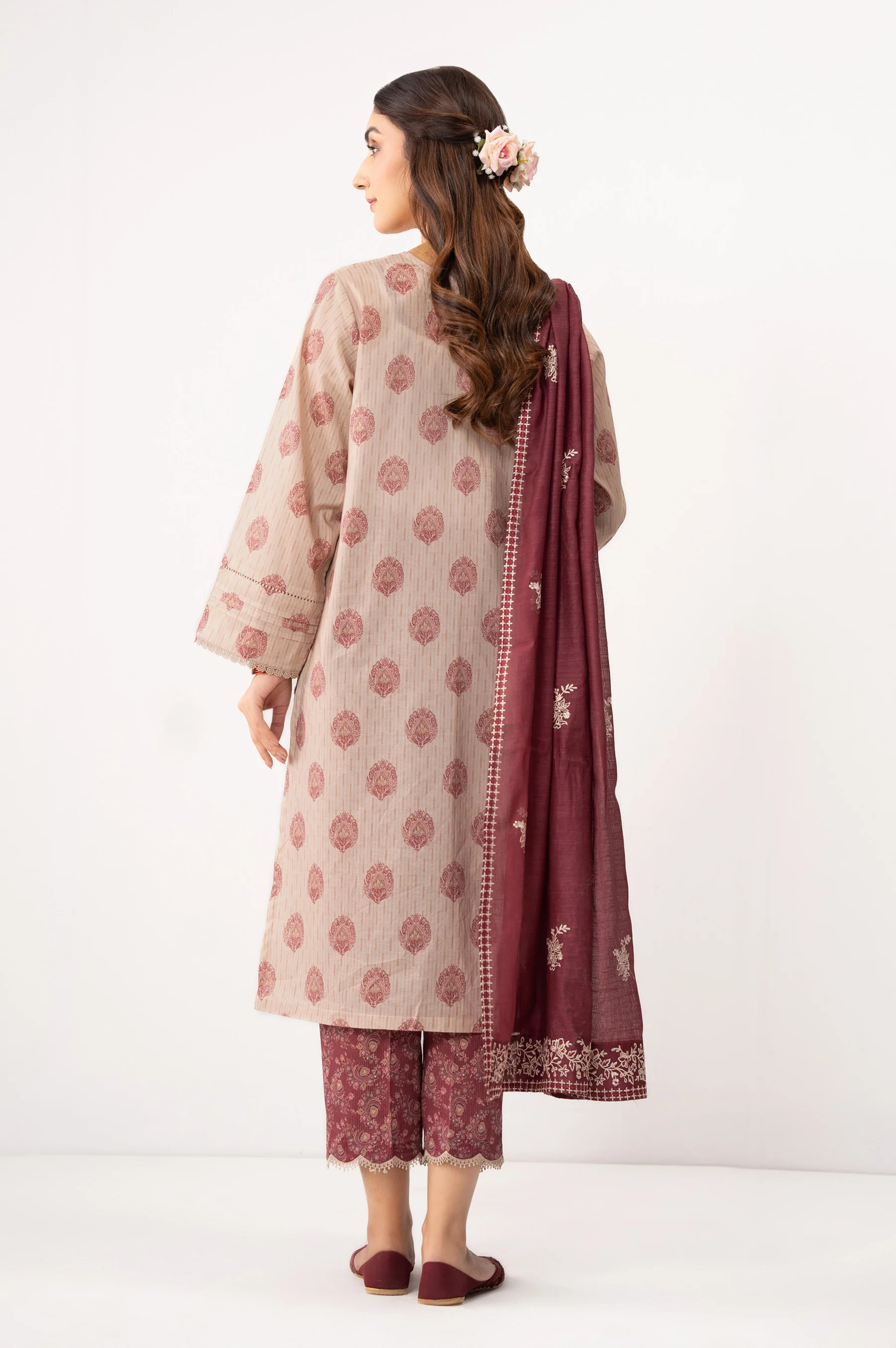 STITCHED EMBROIDERED LAWN SUIT - Image 5