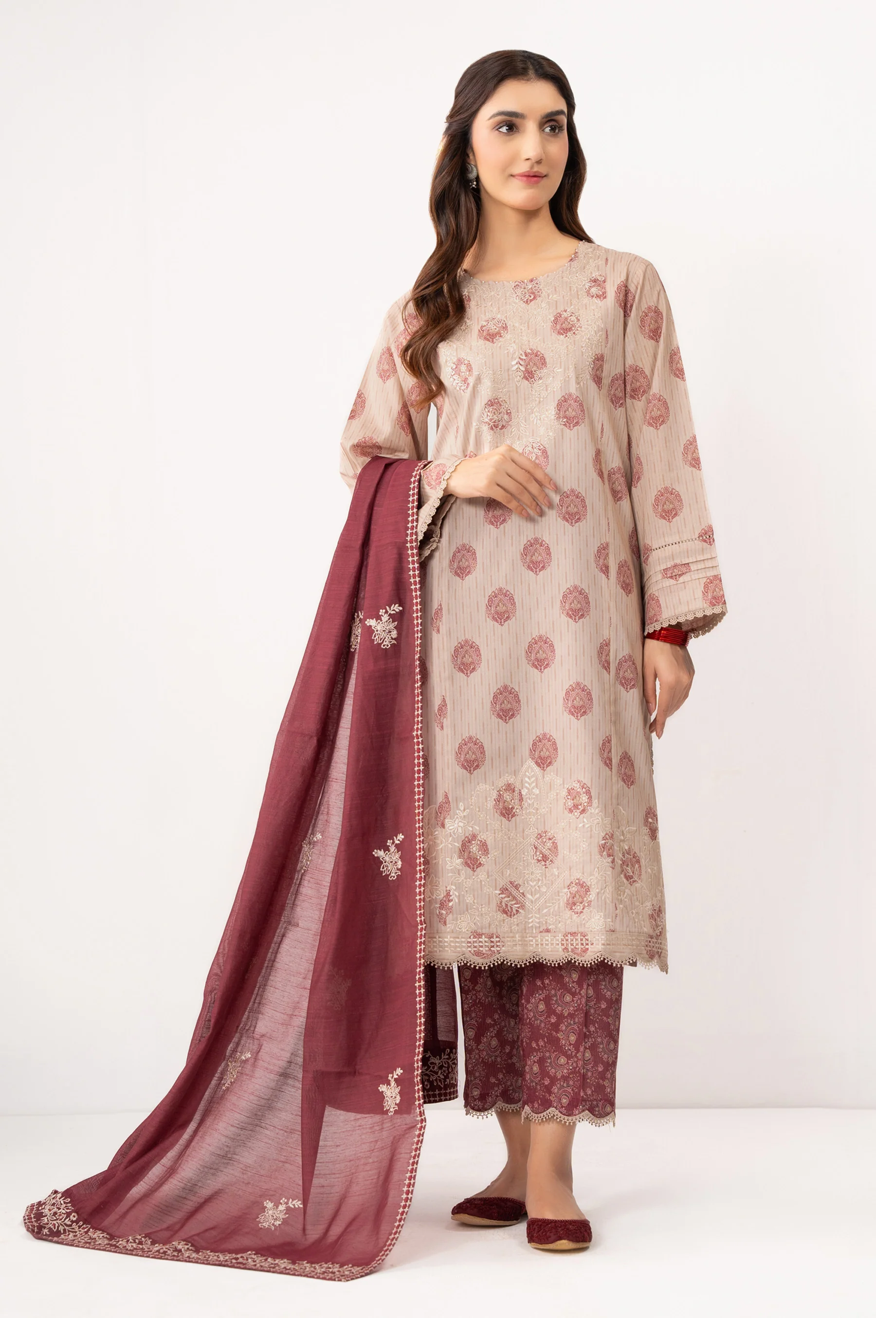 STITCHED EMBROIDERED LAWN SUIT - Image 6