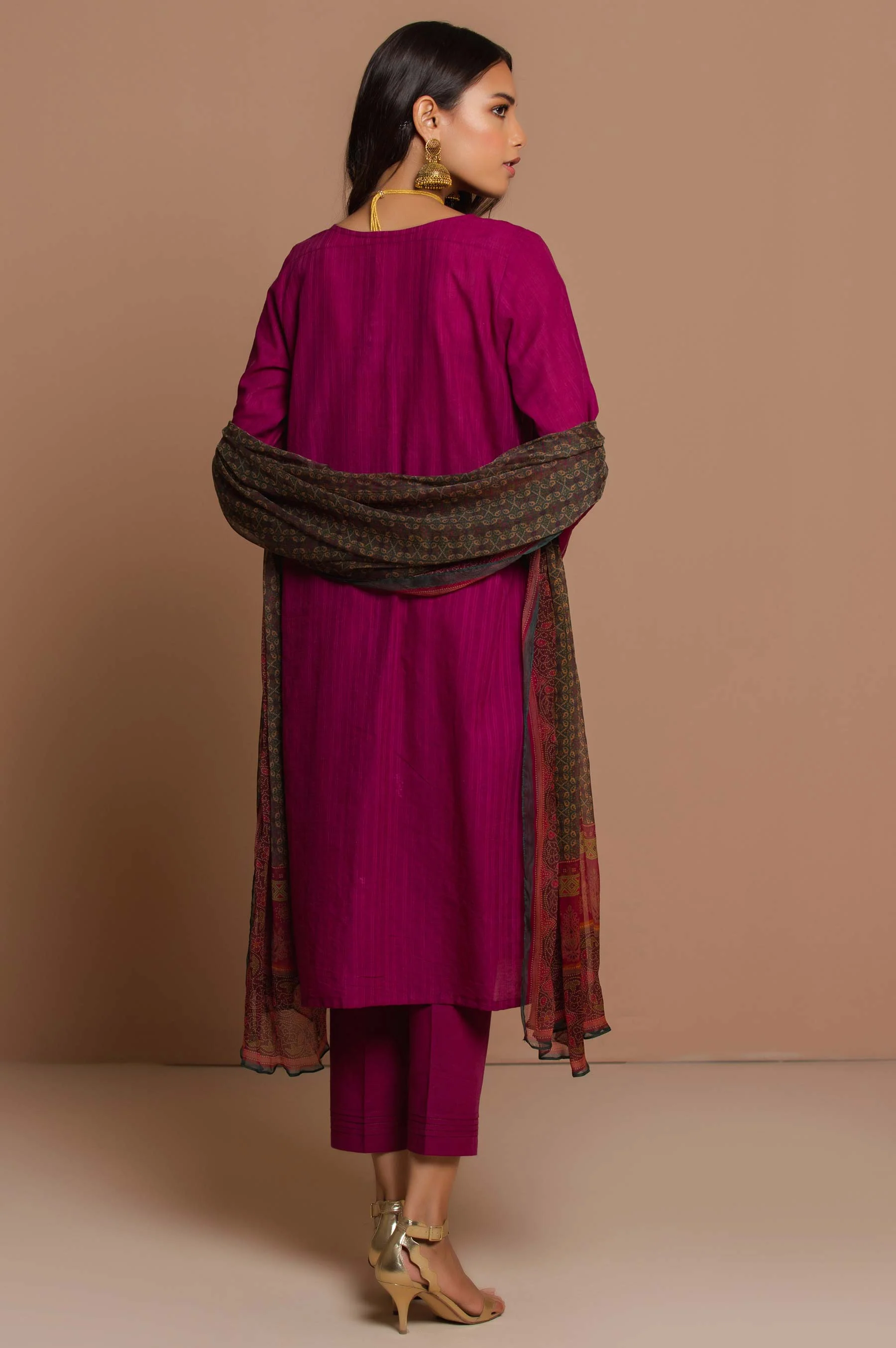 Stitched 3 Piece Doria Lawn Suit with Polyester Chiffon Dupatta - Image 2