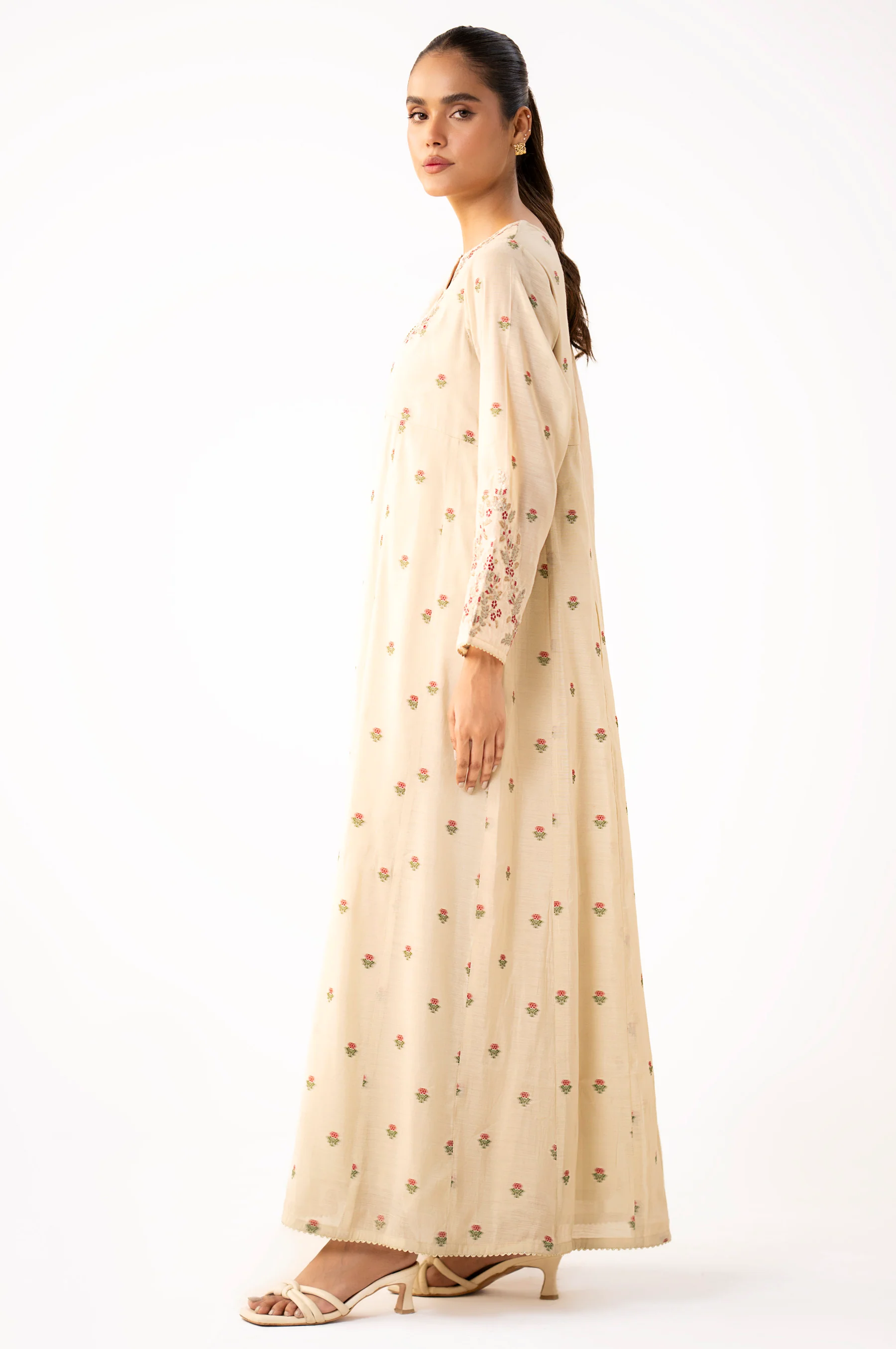 Stitched 3 Piece Embroidered Jacquard Suit - Image 3