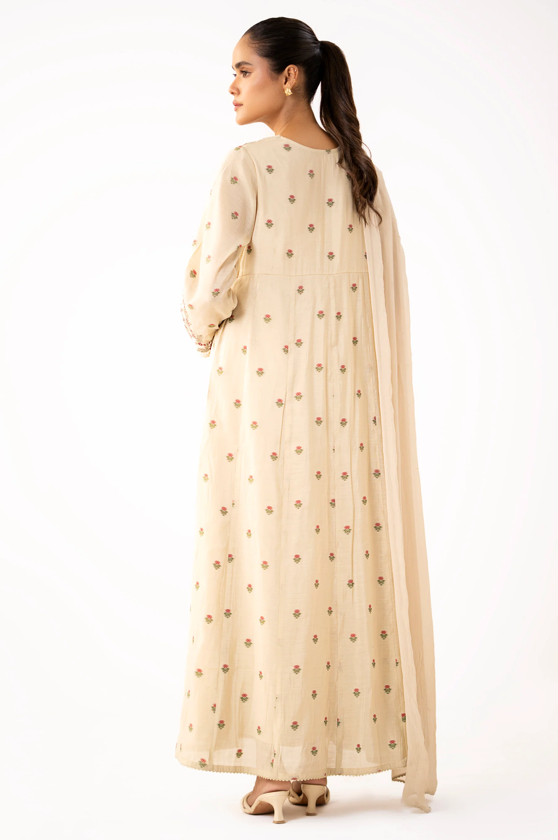 Stitched 3 Piece Embroidered Jacquard Suit - Image 5