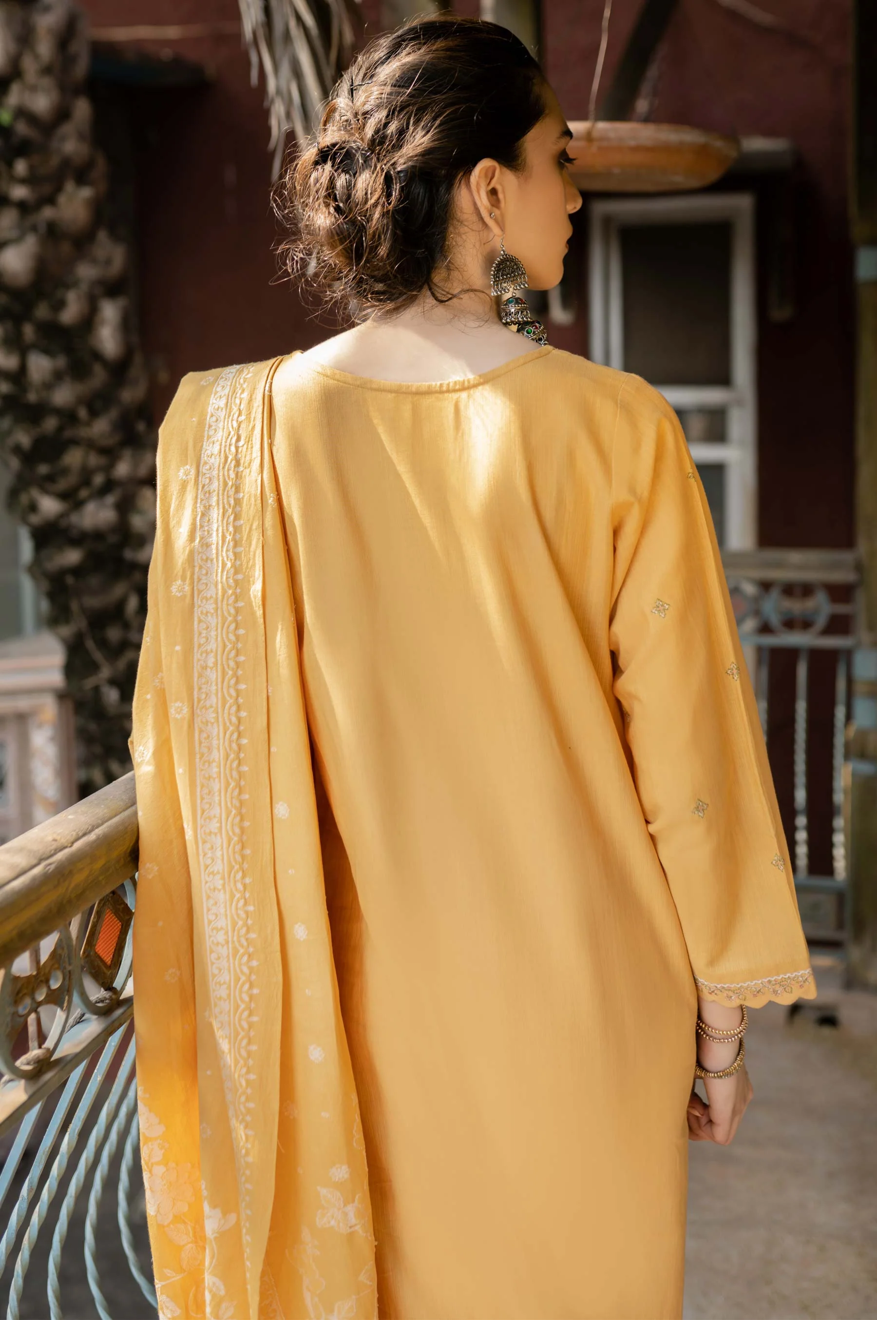 Stitched 3 Piece Embroidered Khaddar Suit - Image 2