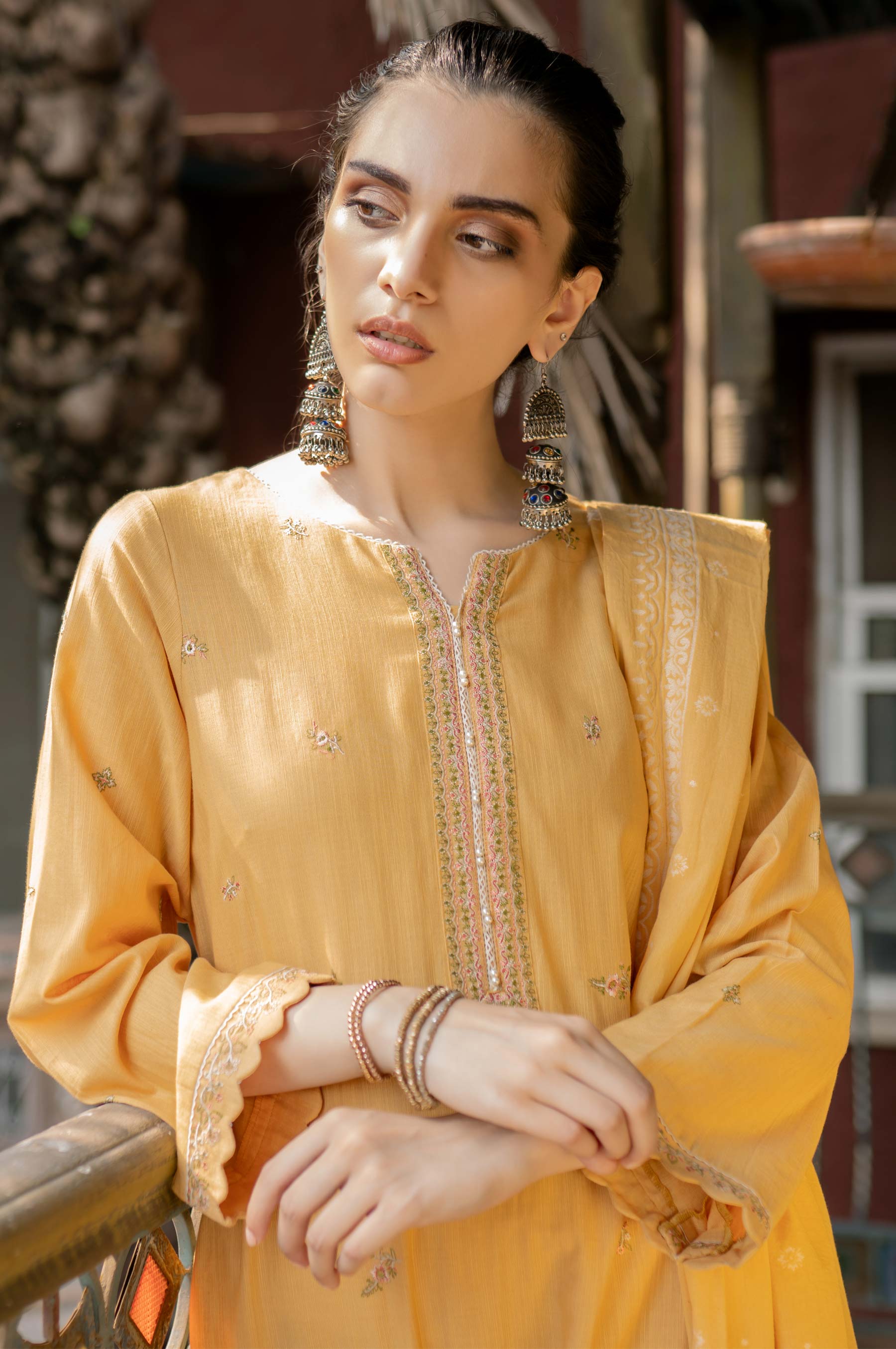 Stitched 3 Piece Embroidered Khaddar Suit - Image 3