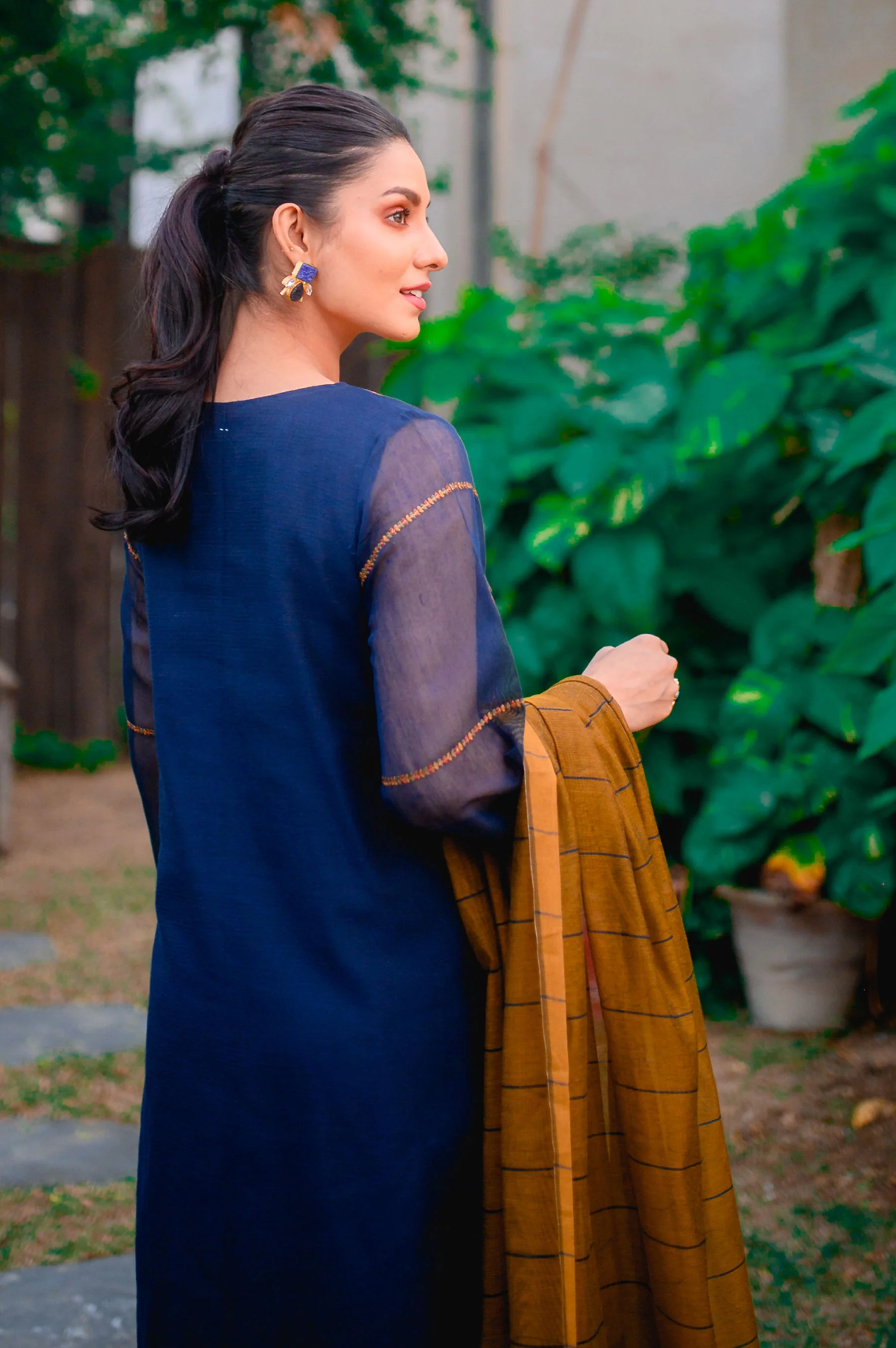 Stitched 3 Piece Khaddi Net Embroidered Suit - Image 3