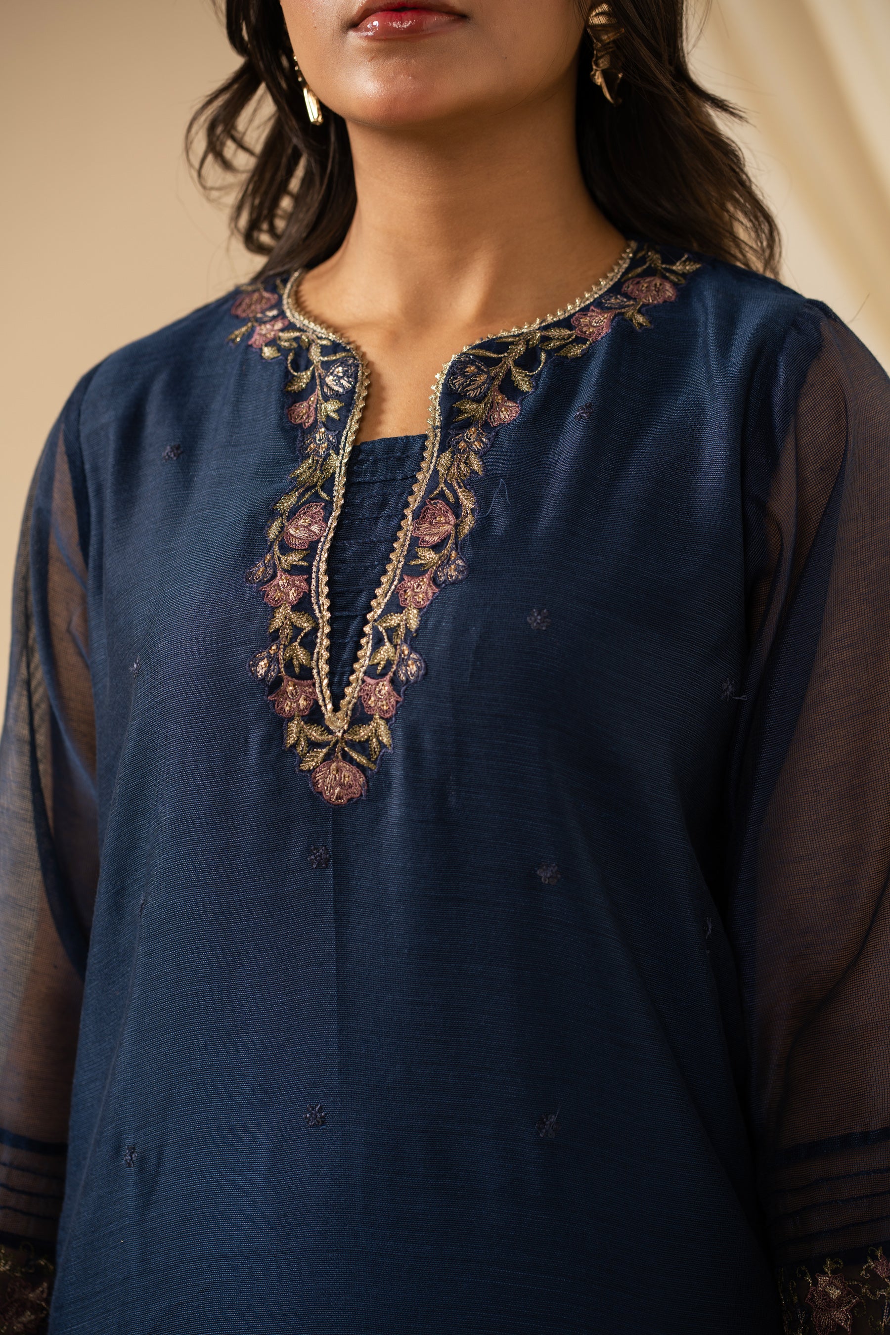 STITCHED EMBROIDERED KHADDI NET SUIT - Image 6