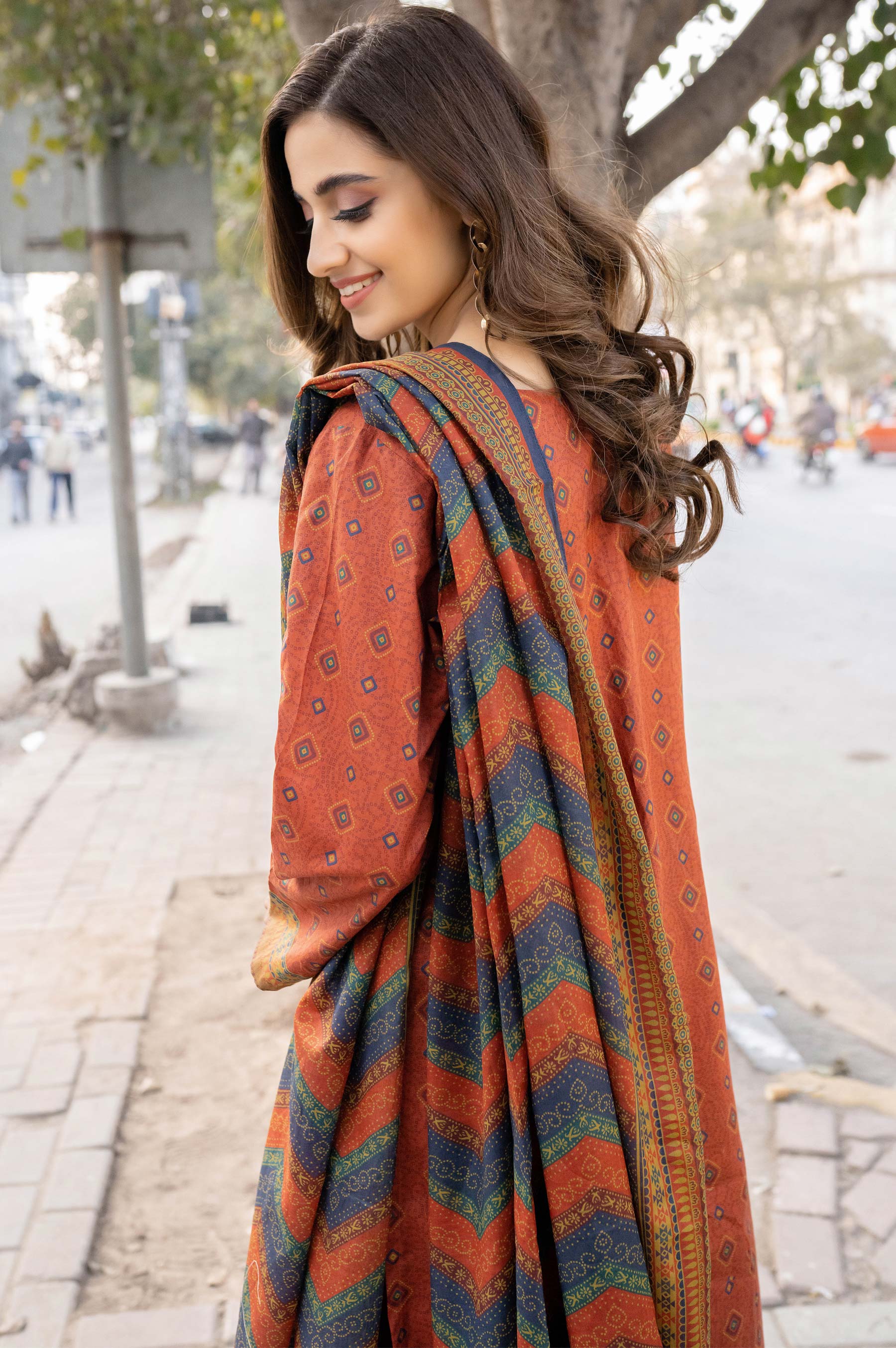 Stitched 3 Piece Embroidered Lawn Suit with Printed Lawn Dupatta - Image 2