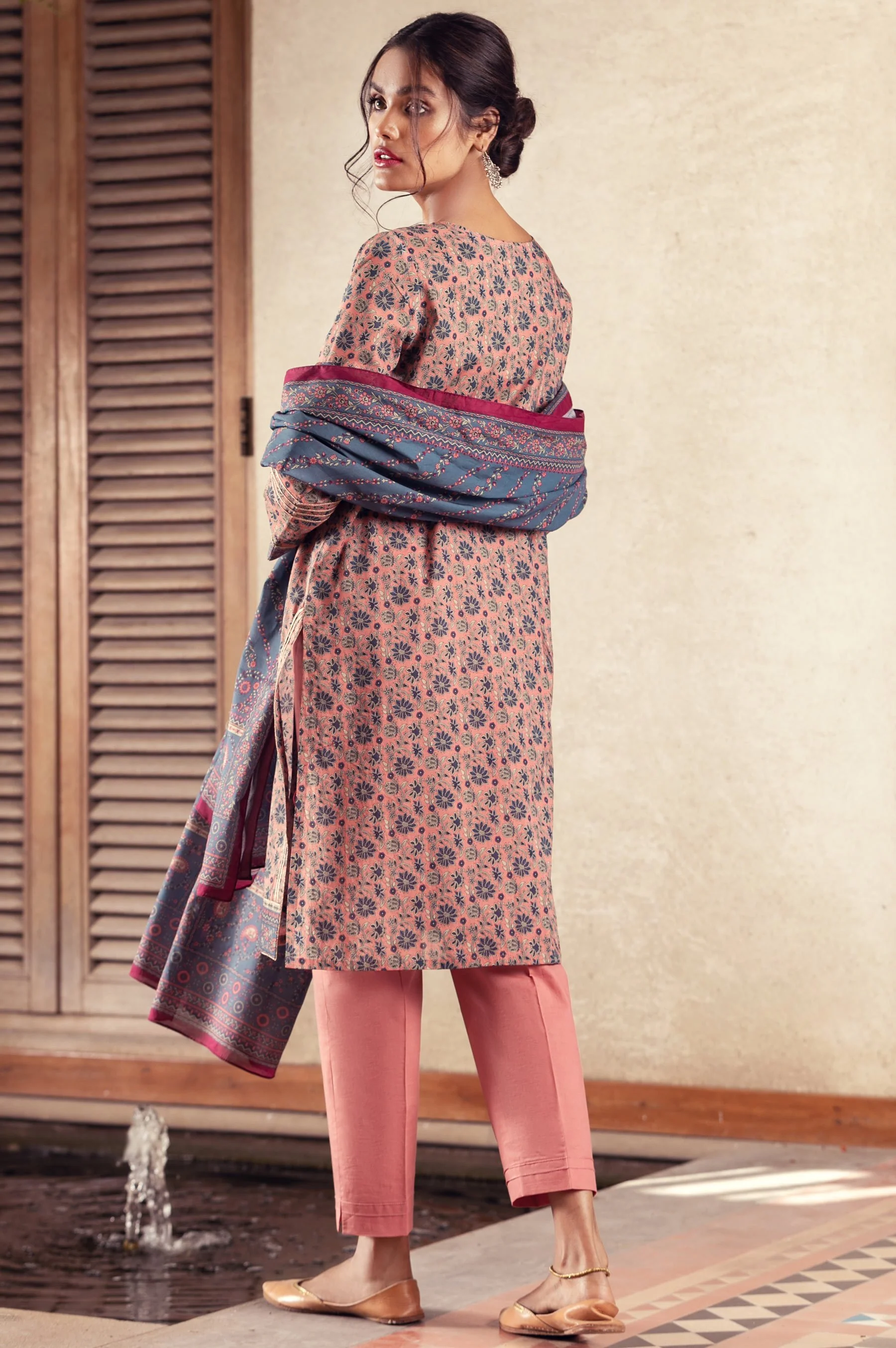 Stitched 3 Piece Embroidered Lawn Suit - Image 2