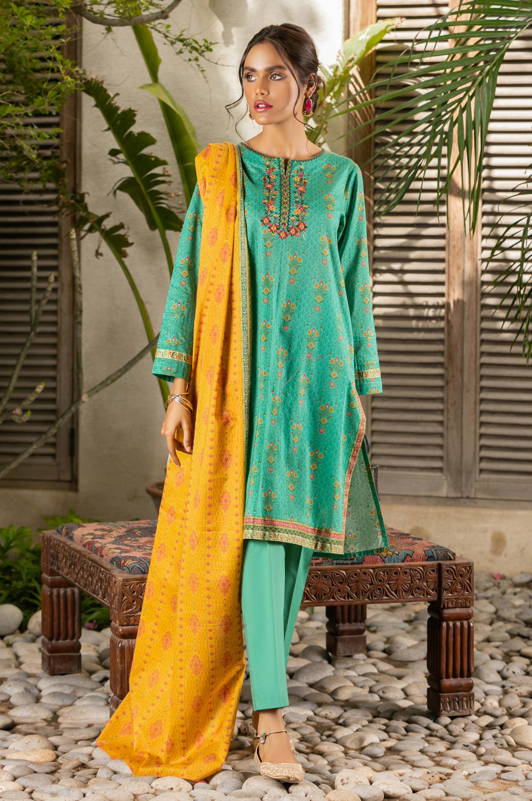 Stitched 3 Piece Embroidered Lawn Suit