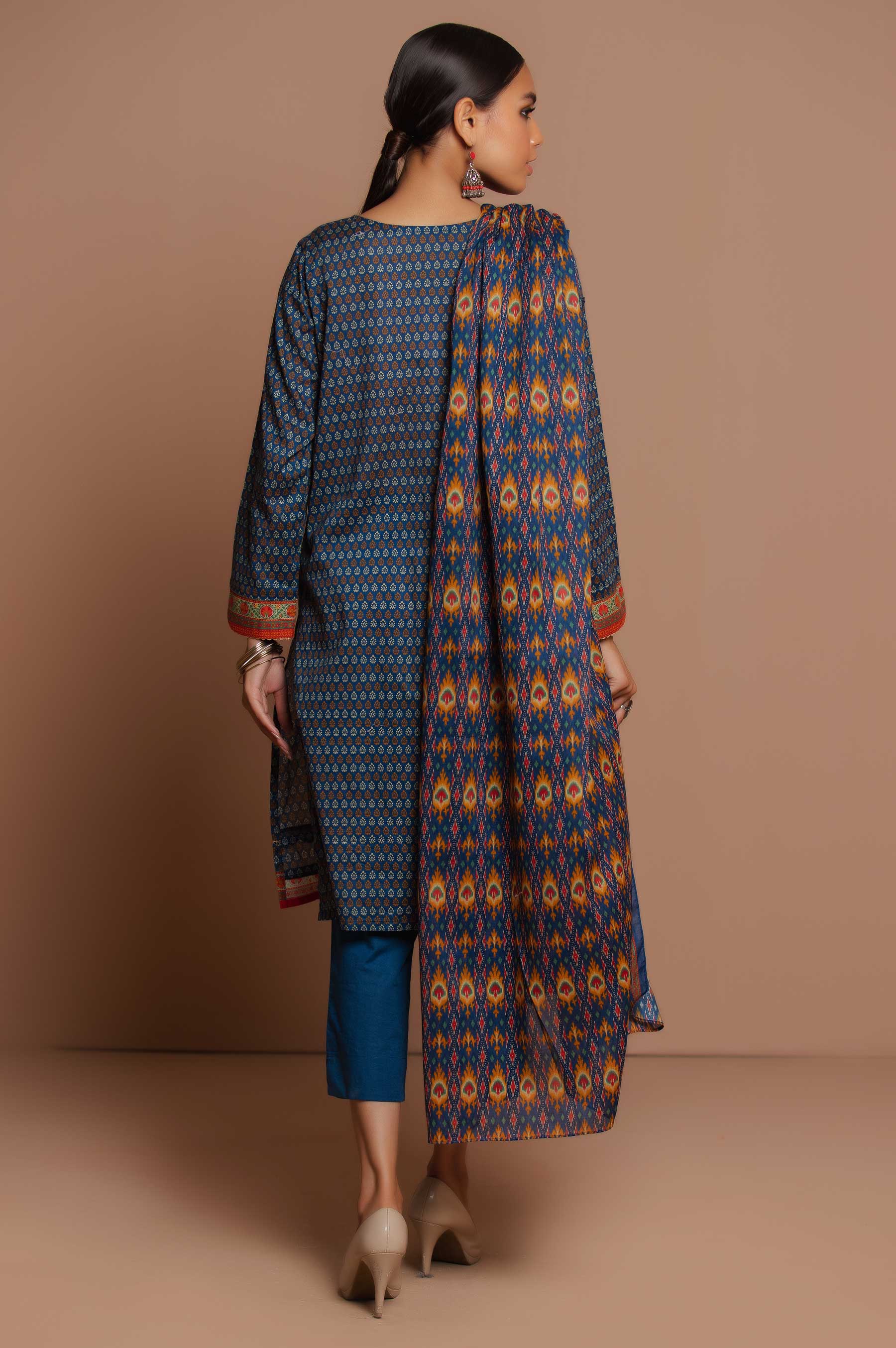 Stitched 3 Piece Embroidered Lawn Suit - Image 2