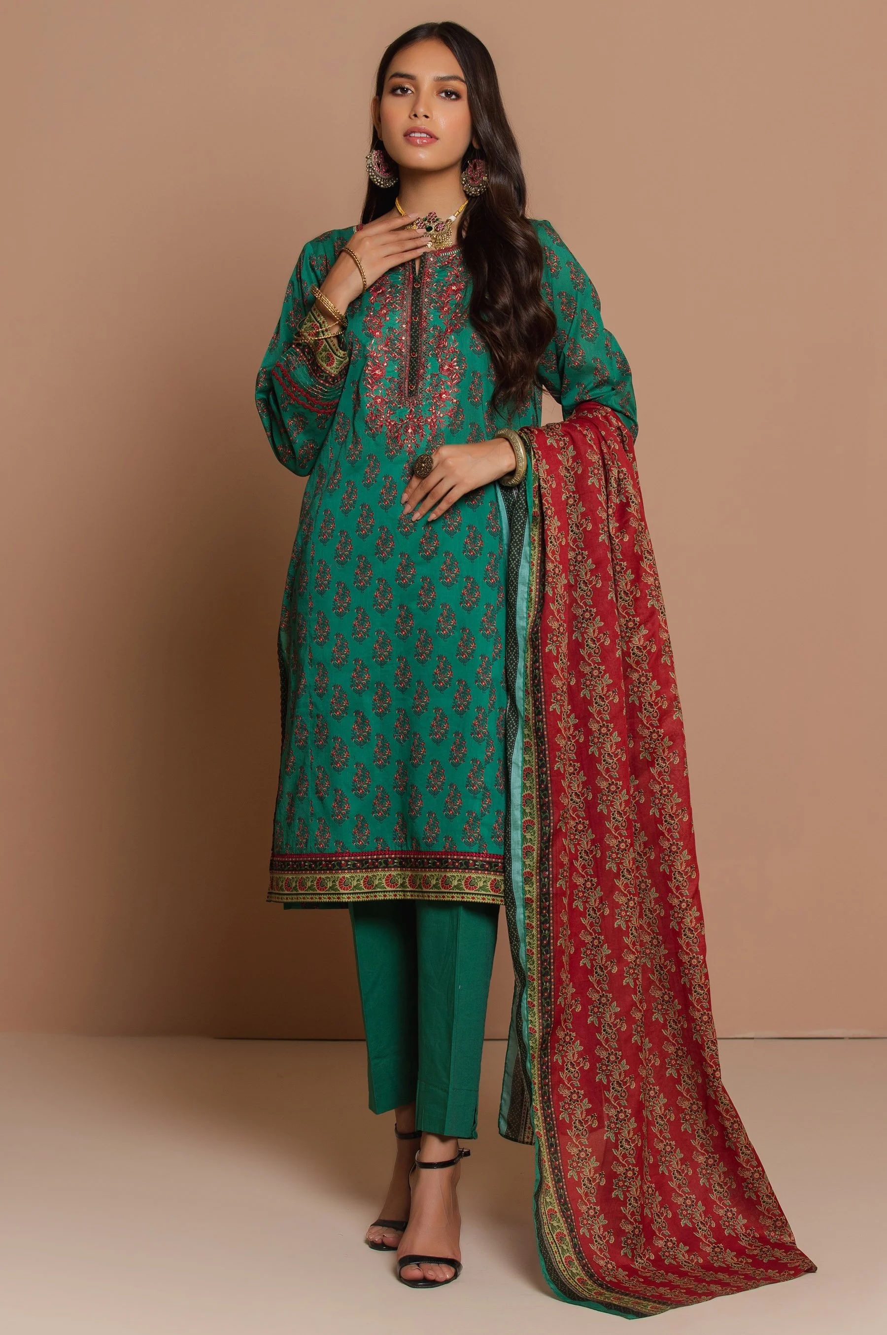 Stitched 3 Piece Embroidered Lawn Suit