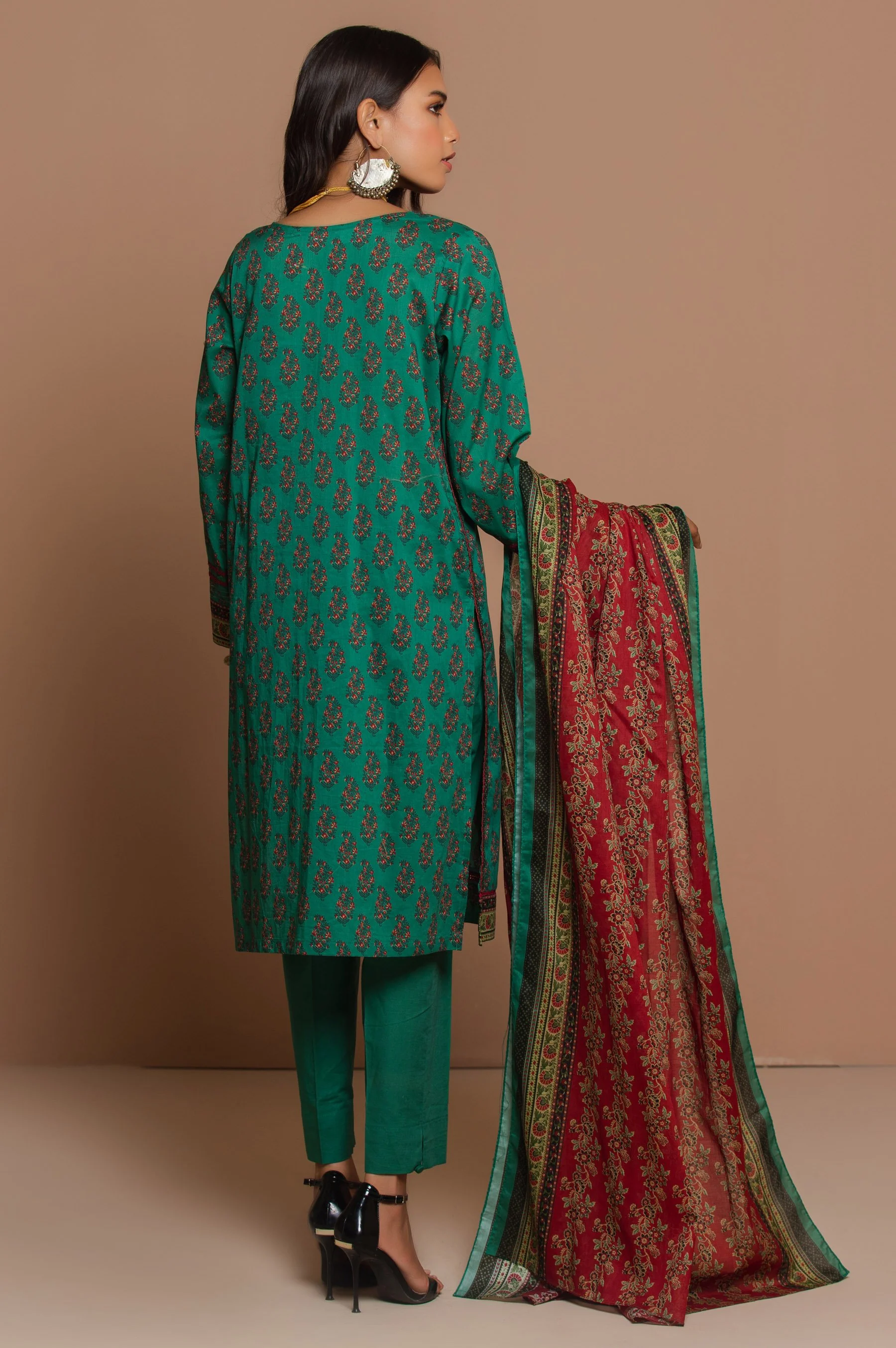 Stitched 3 Piece Embroidered Lawn Suit - Image 4