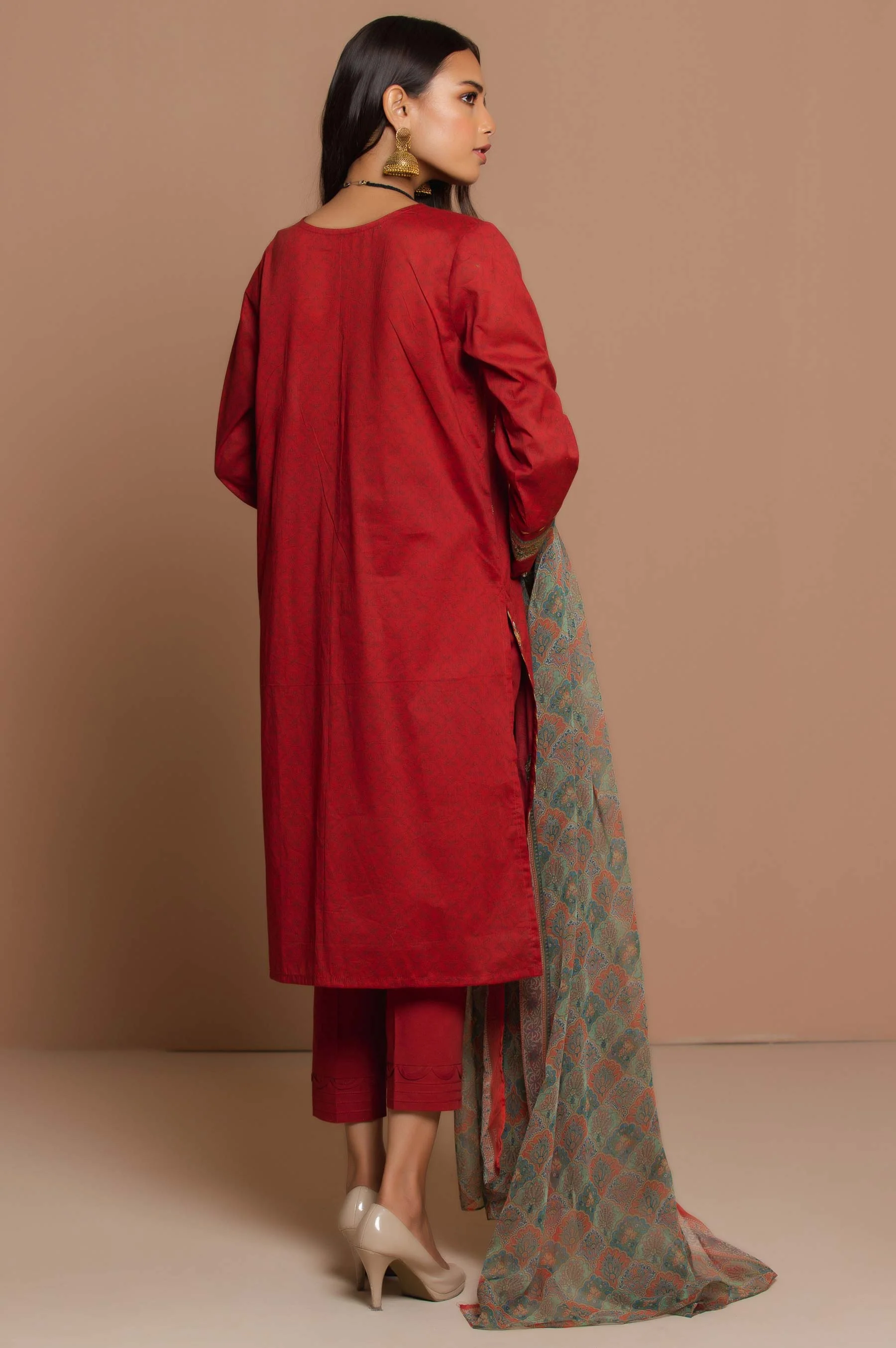 Stitched 3 Piece Embroidered Lawn with polyester chiffon Suit - Image 2