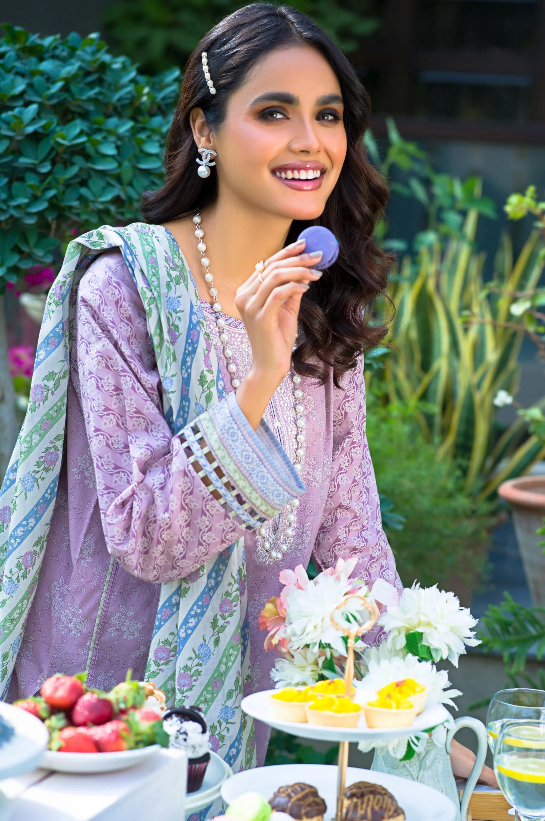 Stitched 3 Piece Embroidered Lawn Suit - Image 5