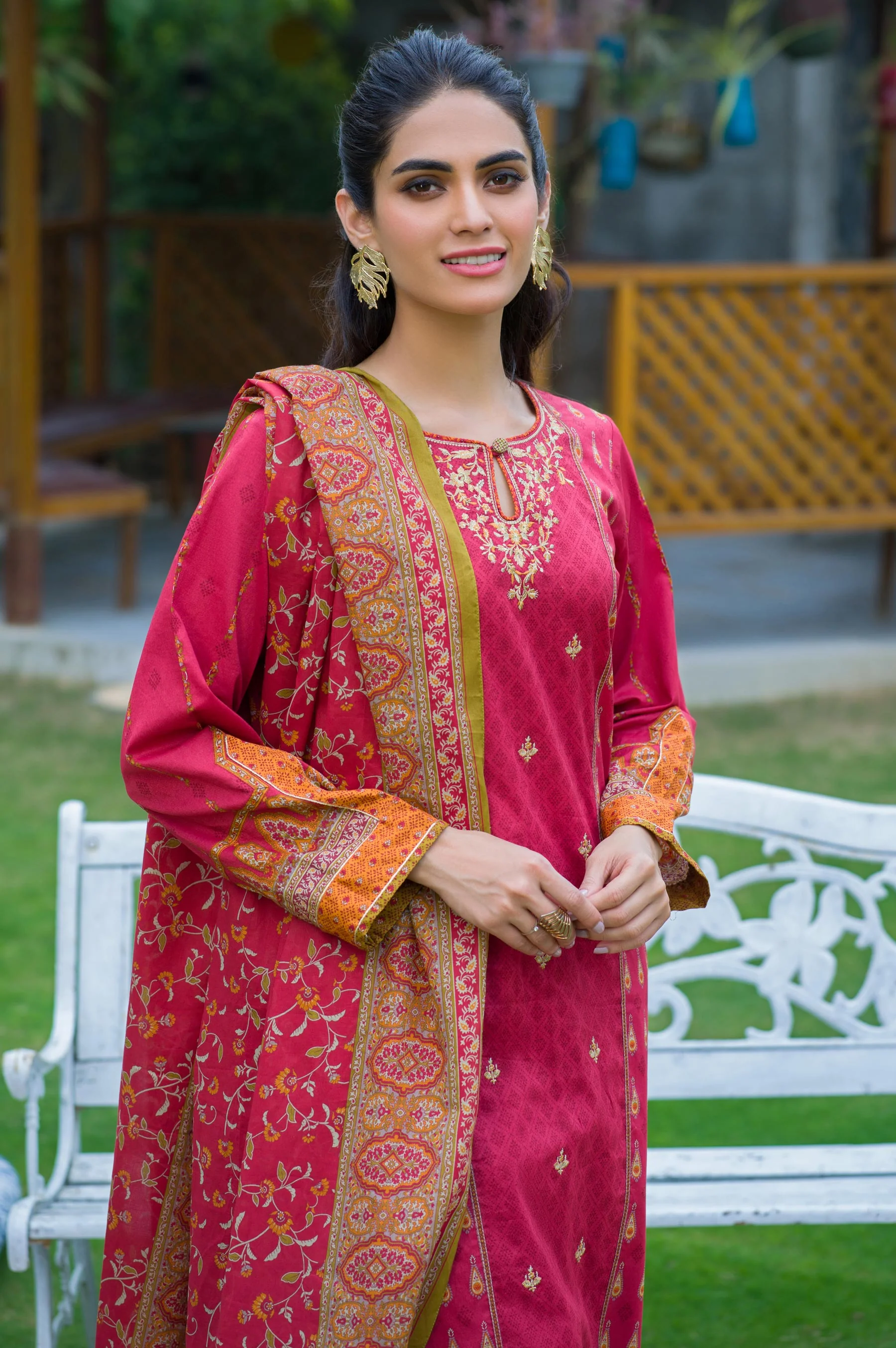 Stitched 3 Piece Embroidered Lawn Suit - Image 6