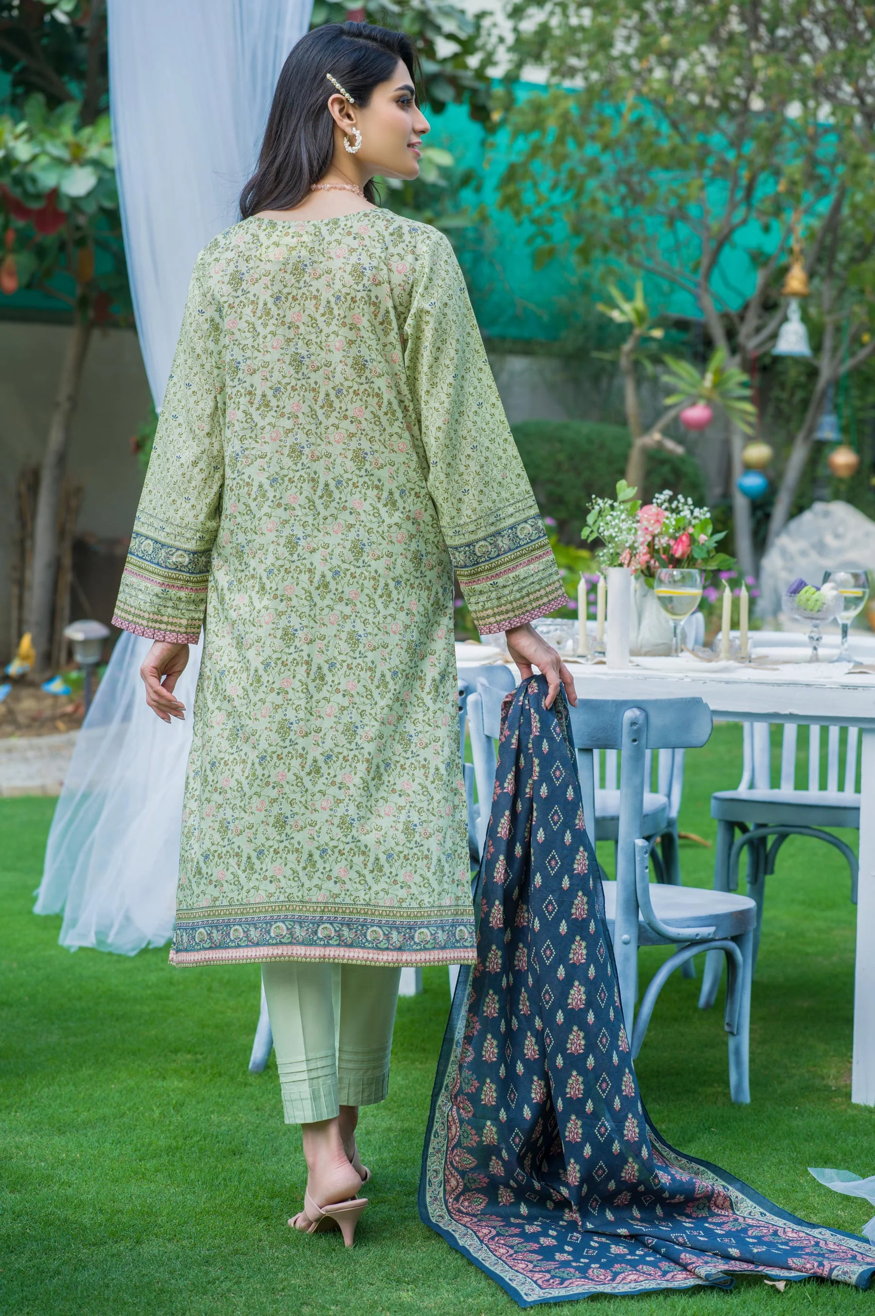 Stitched 3 Piece Embroidered Lawn Suit - Image 3