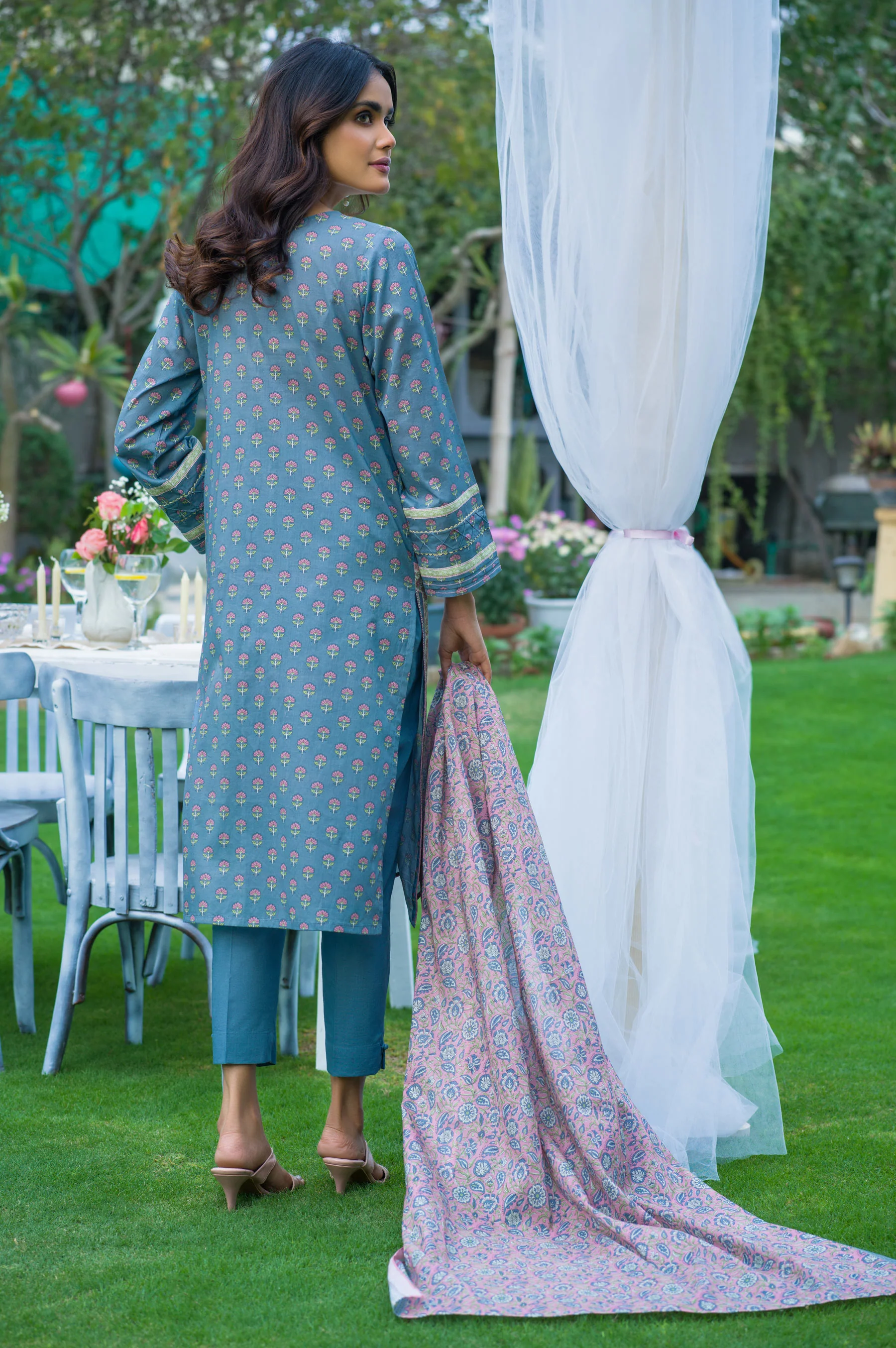 Stitched 3 Piece Embroidered Lawn Suit - Image 4