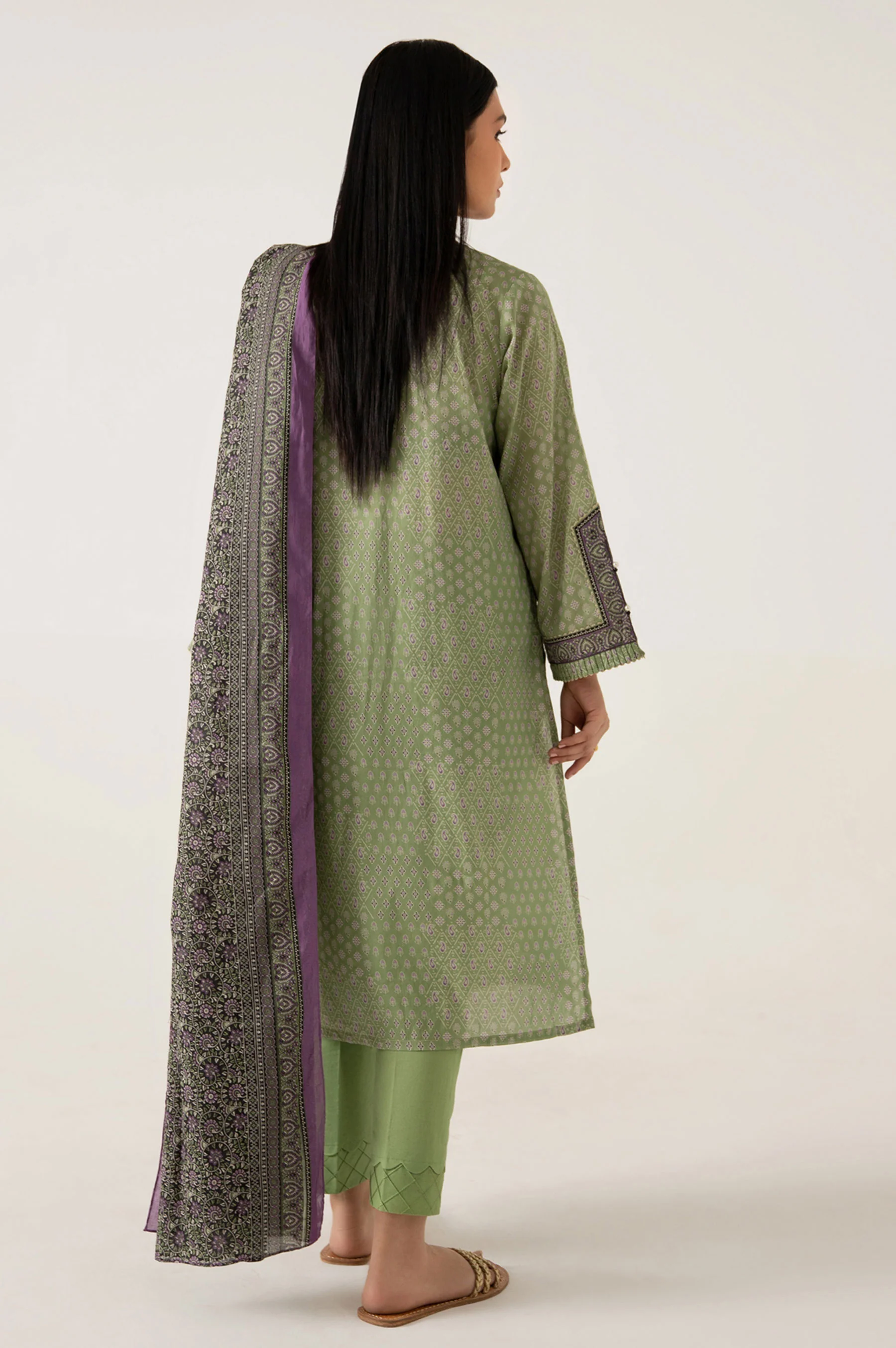 Stitched 3 Piece Embroidered Lawn Suit - Image 2