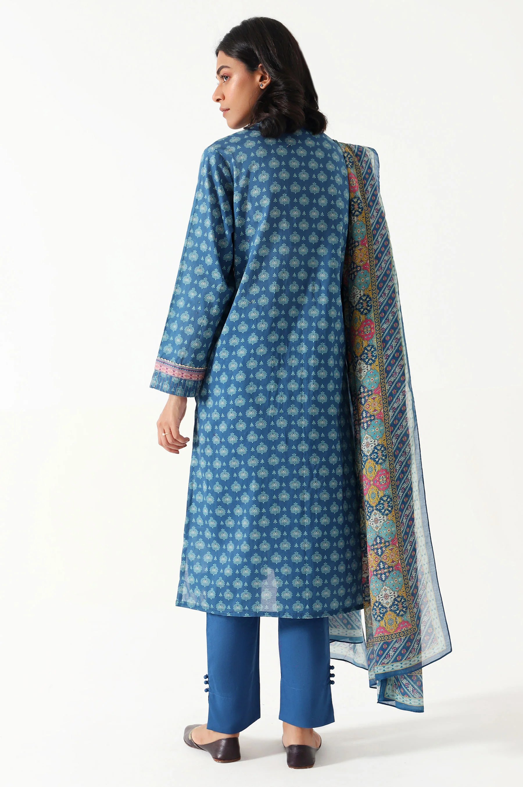 Stitched 3 Piece Embroidered Lawn Suit - Image 3