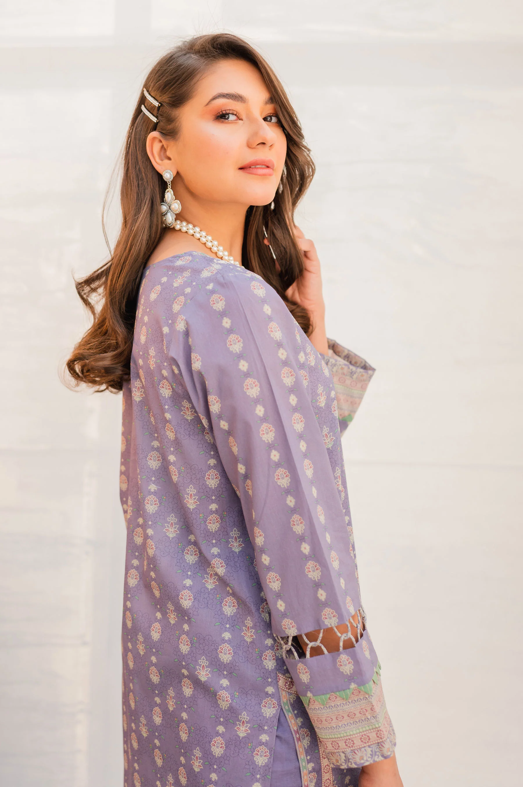 Stitched 3 Piece Embroidered Lawn with Cotton Net Suit - Image 6