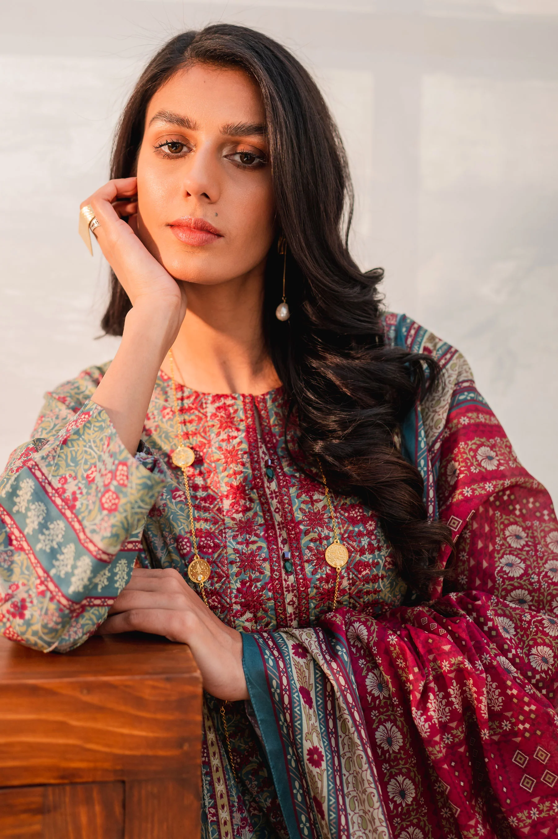 Stitched 3 Piece Embroidered Lawn with Cotton Net Suit - Image 4