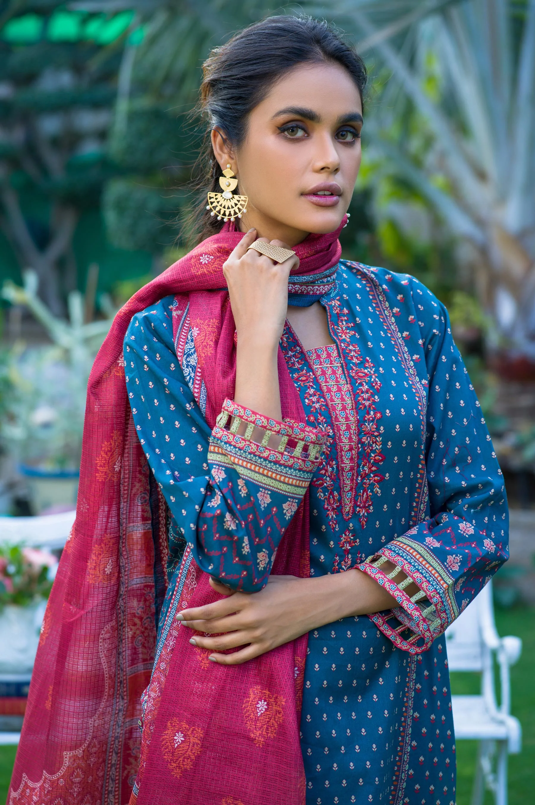 Stitched 3 Piece Embroidered Lawn with Kotta Cotton Suit - Image 5