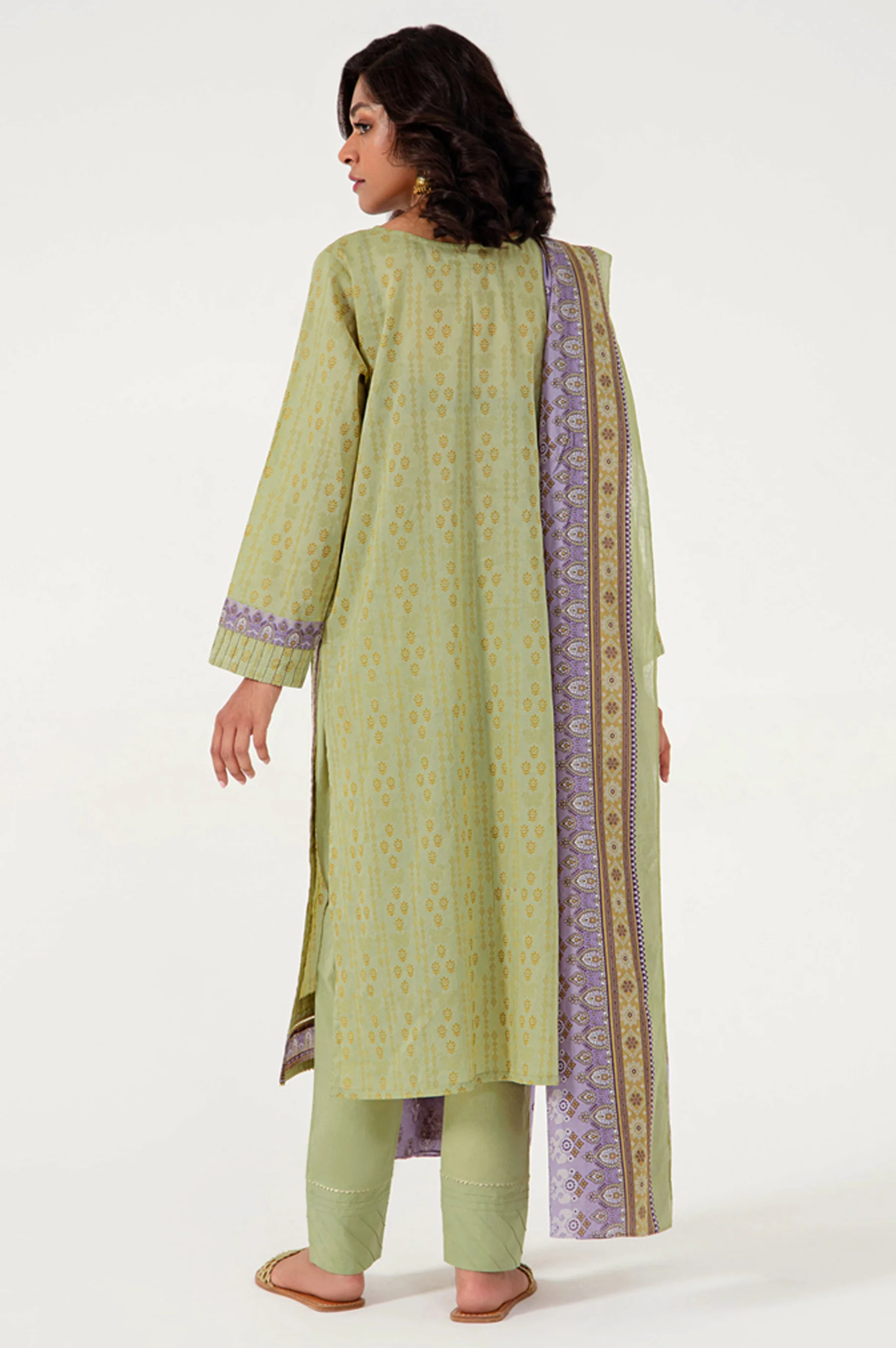 Stitched 3 Piece Embroidered Lawn Suit - Image 2