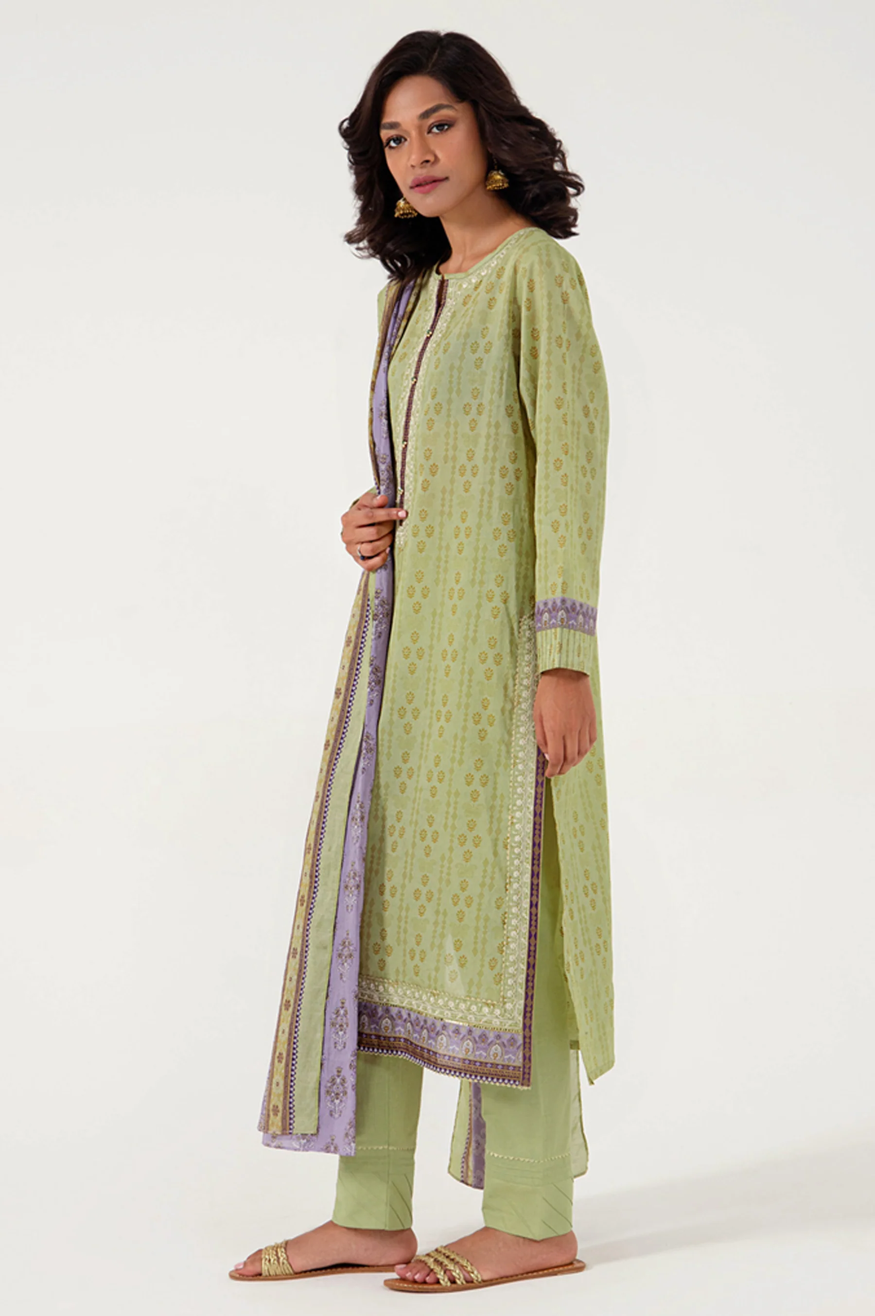 Stitched 3 Piece Embroidered Lawn Suit - Image 4