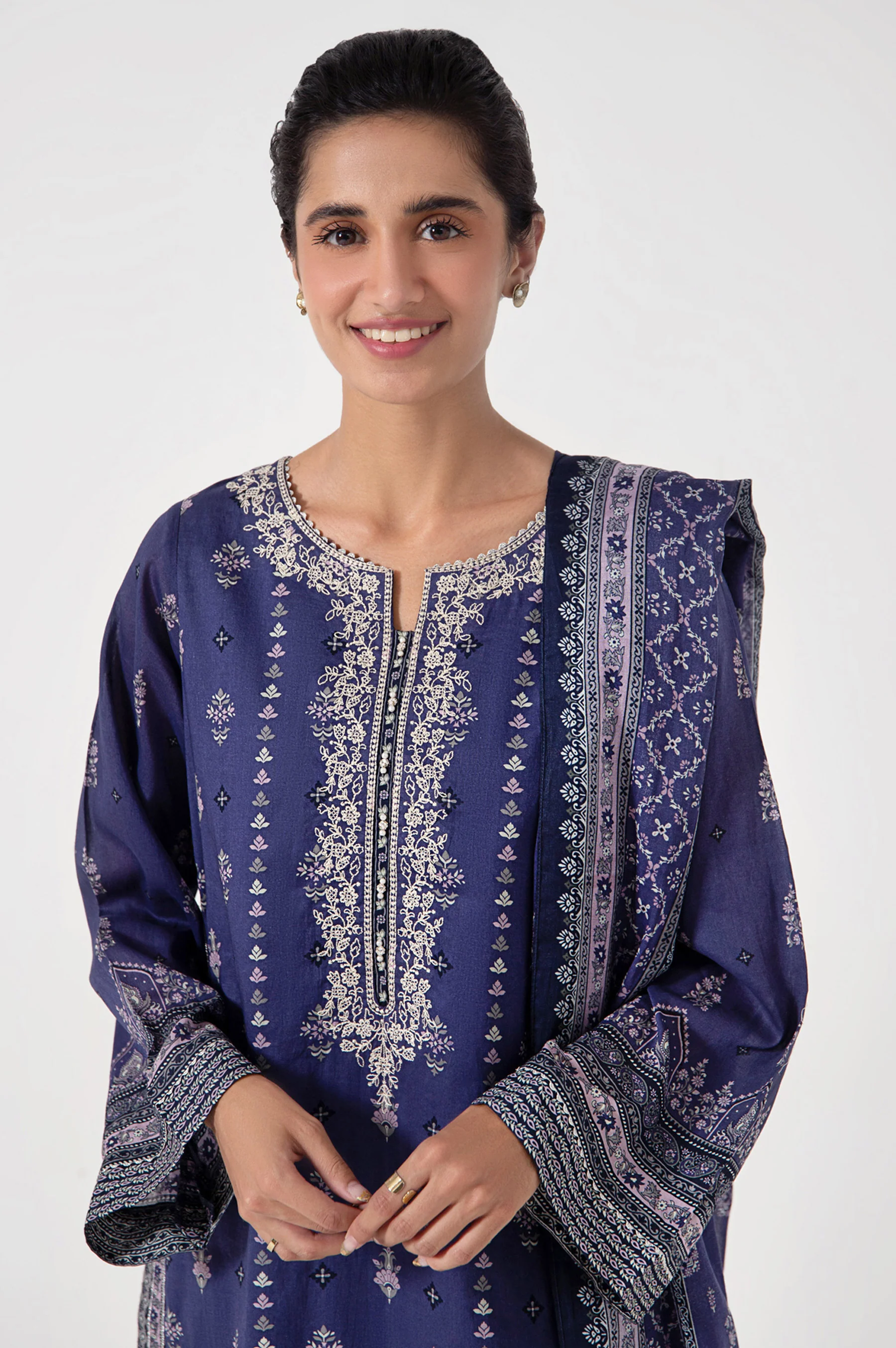 Stitched 3 Piece Embroidered Lawn Suit - Image 3