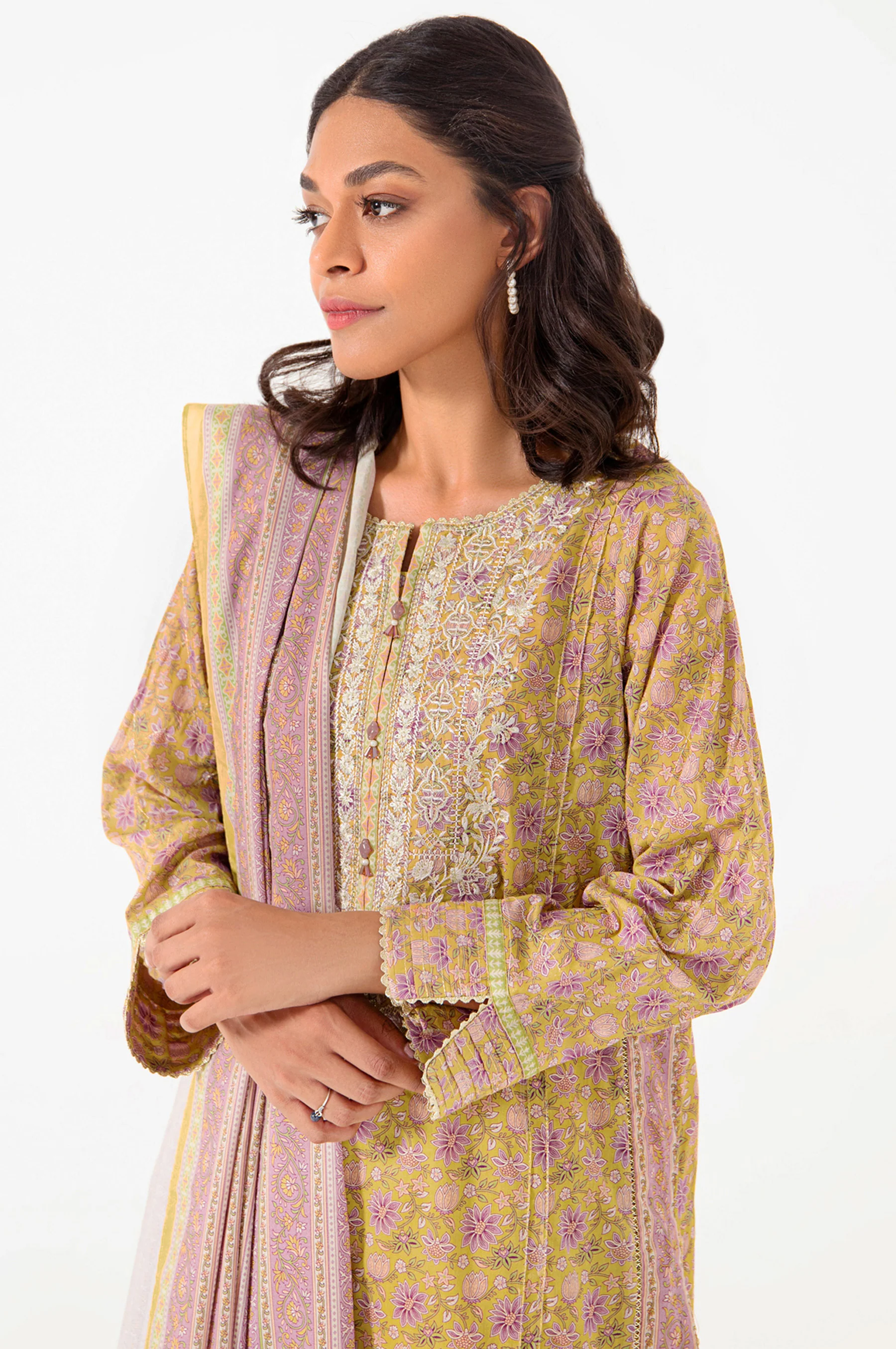 Stitched 3 Piece Embroidered Lawn Suit - Image 3